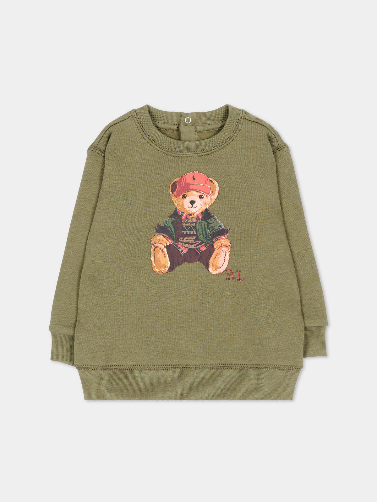 Felpa girocollo verde per neonati,Ralph Lauren Kids,B30216001