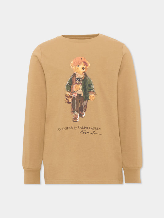 T-shirt a manica lunga beige Polo Bear per bambini,Ralph Lauren Kids,B27277001