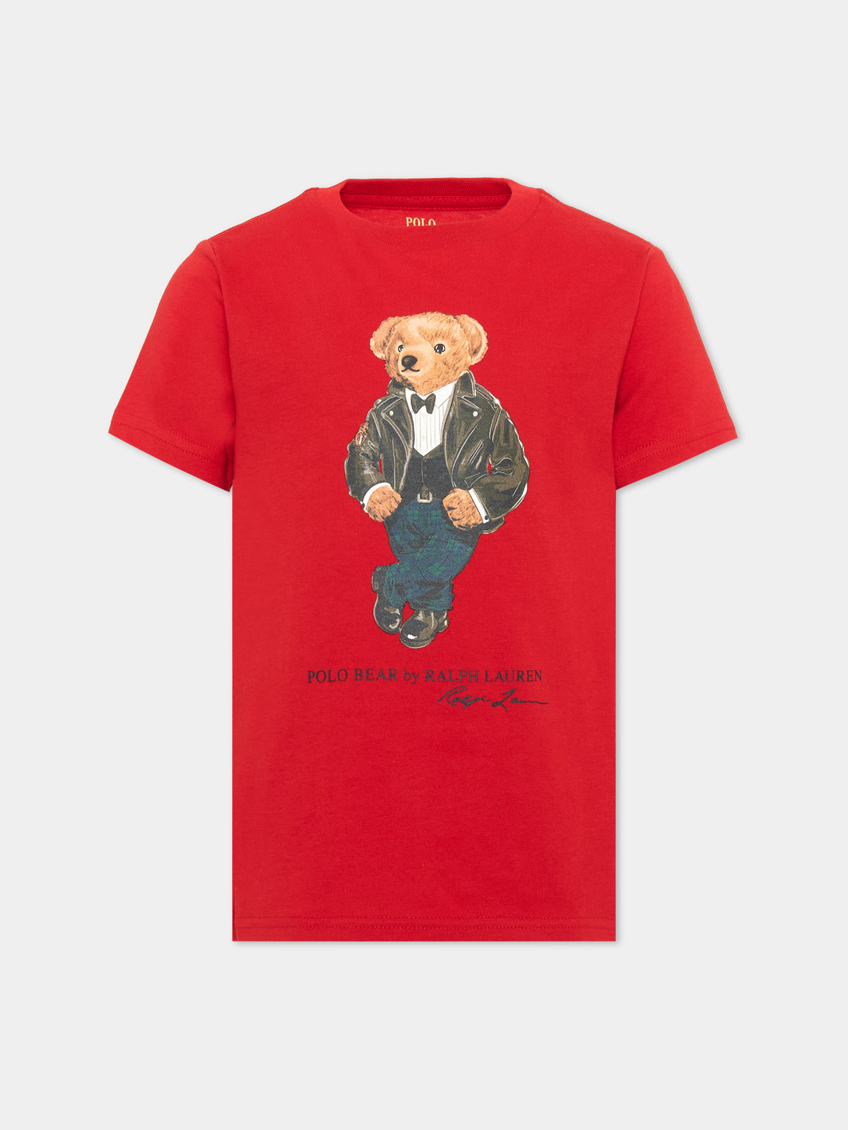 T-shirt rossa per bambino con Polo Bear,Ralph Lauren Kids,B29156002