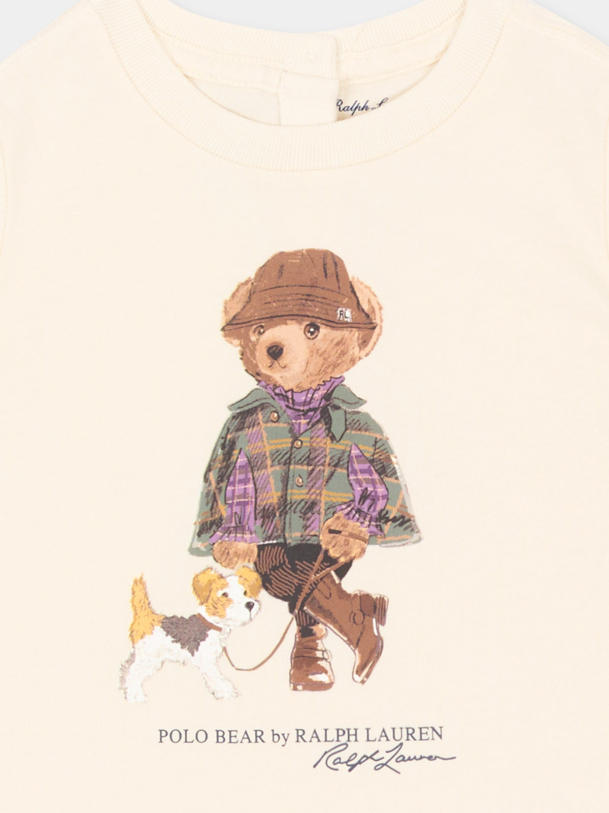 T-shirt avorio per neonata con Polo Bear,Ralph Lauren Kids,B26296001