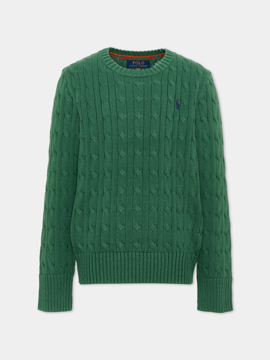 Maglione verde per bambini con Pony,Ralph Lauren Kids,702674518