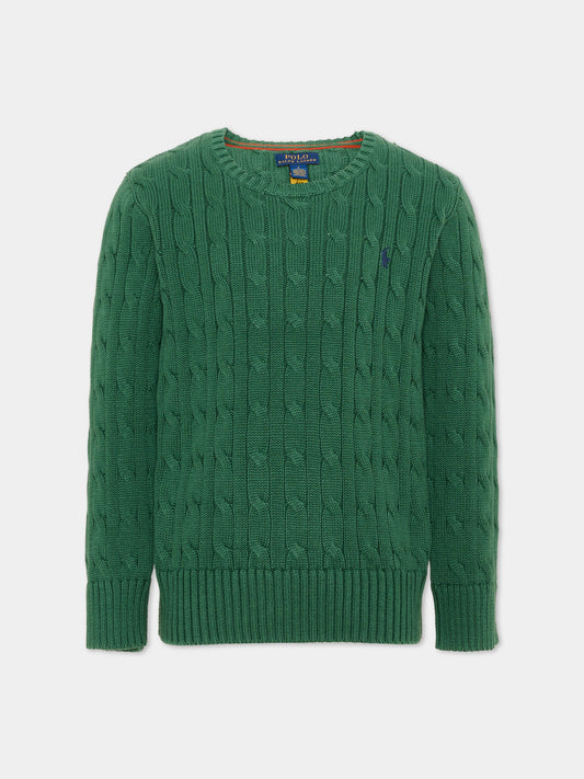 Maglione verde per bambini con Pony,Ralph Lauren Kids,702674521