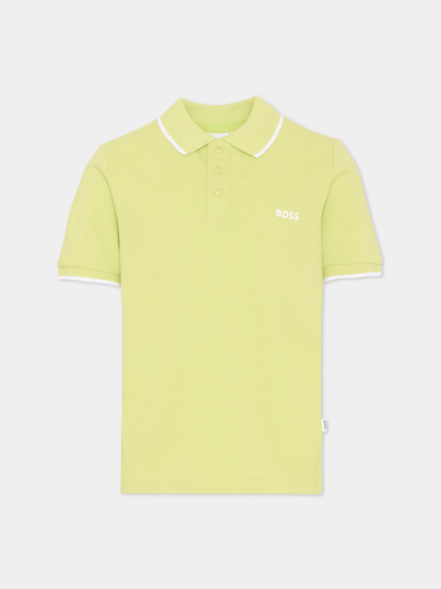 Polo verde per bambino con logo,Boss,J52011 607