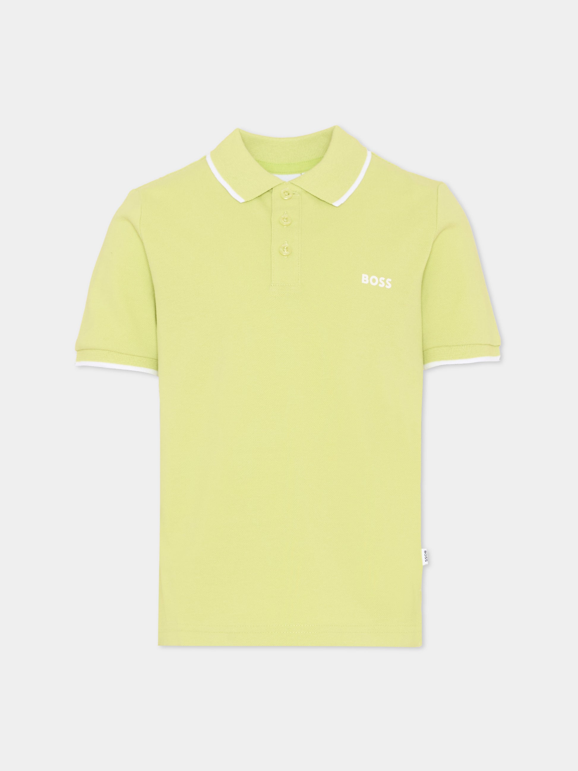 Polo verde per bambino con logo,Boss,J52011 607