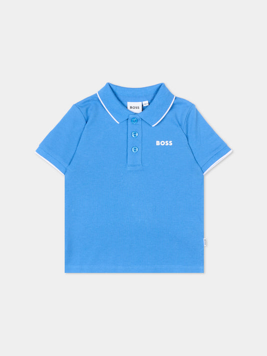 Polo blu per neonato con logo,Boss,J52094 84B