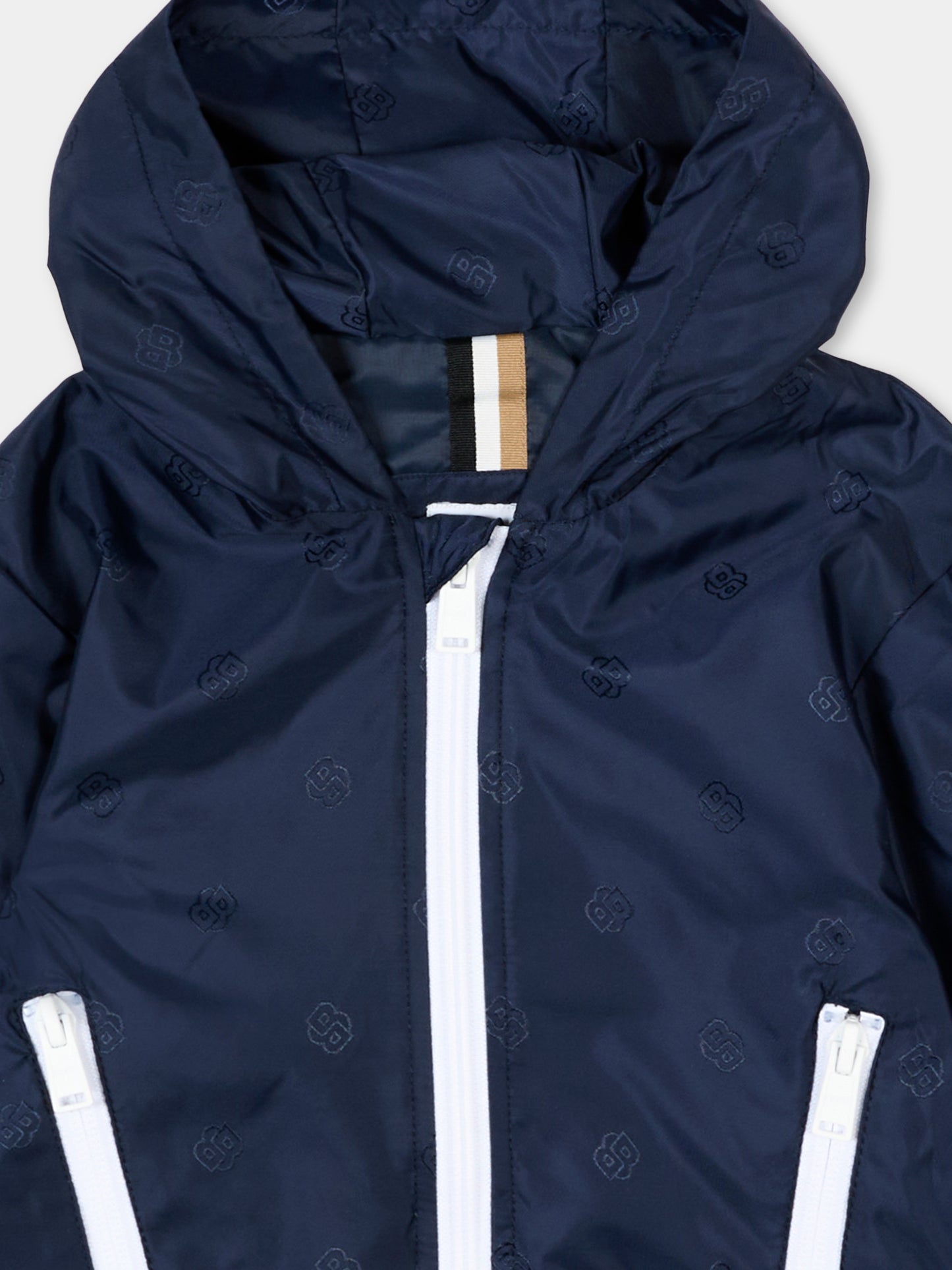 Giacche a vento blu per neonato con monogram,Boss,J52124 849