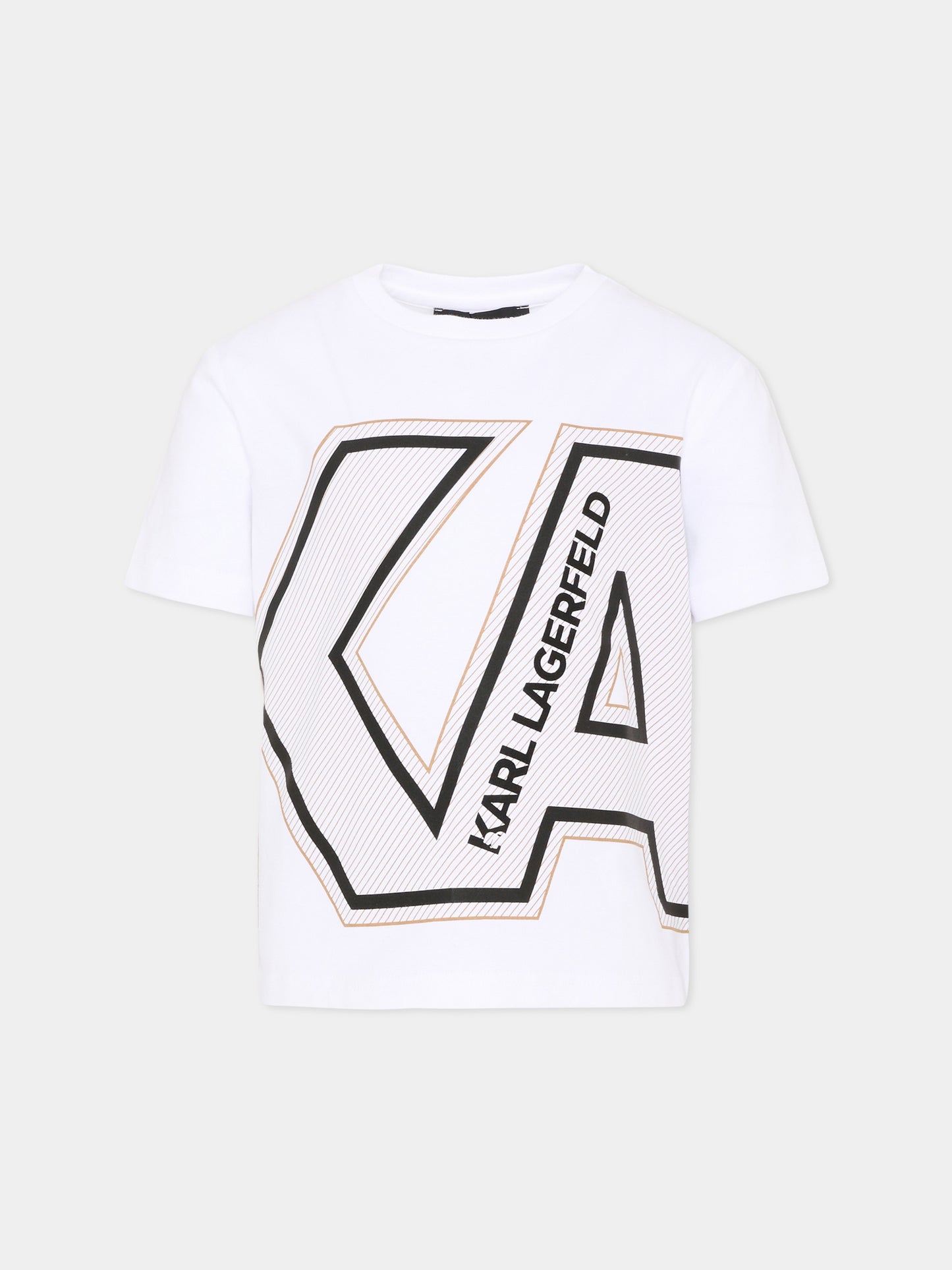 T-Shirt bianca per bambino con logo,Karl Lagerfeld Kids,Z30432 10P