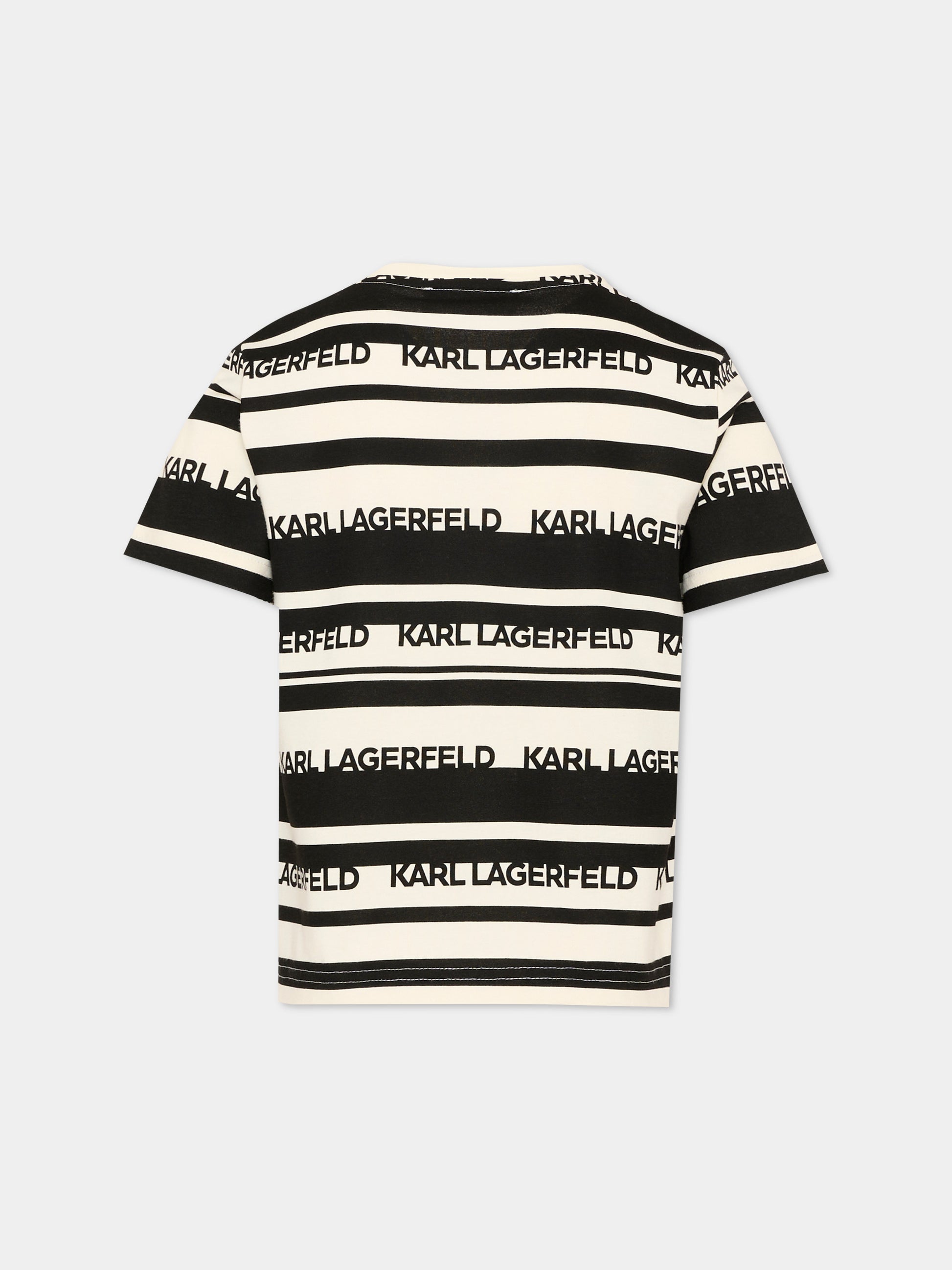 T-Shirt avorio per bambino con logo,Karl Lagerfeld Kids,Z30433 122