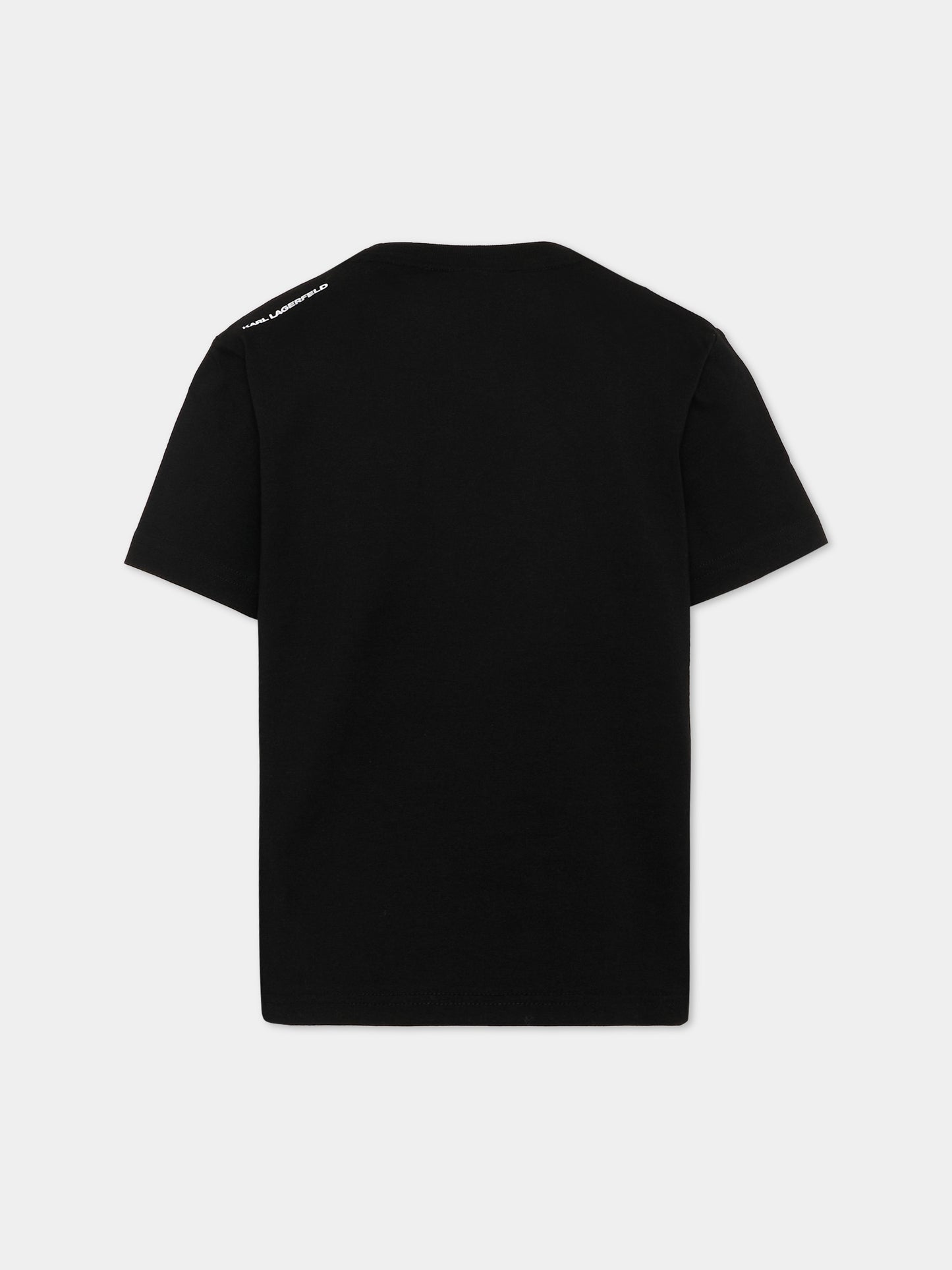 T-Shirt nera per bambino con logo,Karl Lagerfeld Kids,Z30439 09B