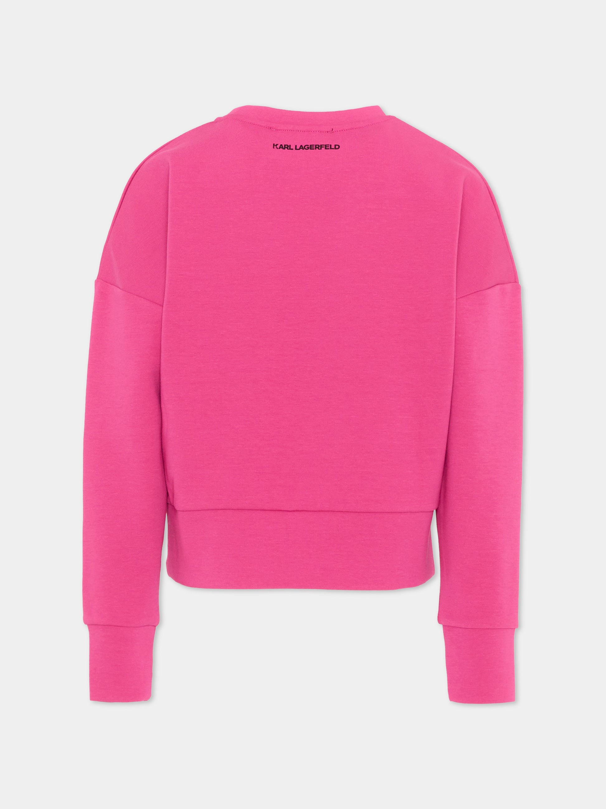 Felpa fucsia per bambina Karl & Choupette,Karl Lagerfeld Kids,Z30472 49J