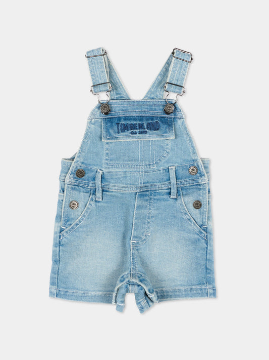 Salopette blu per neonato in denim,Timberland,T60502 Z04
