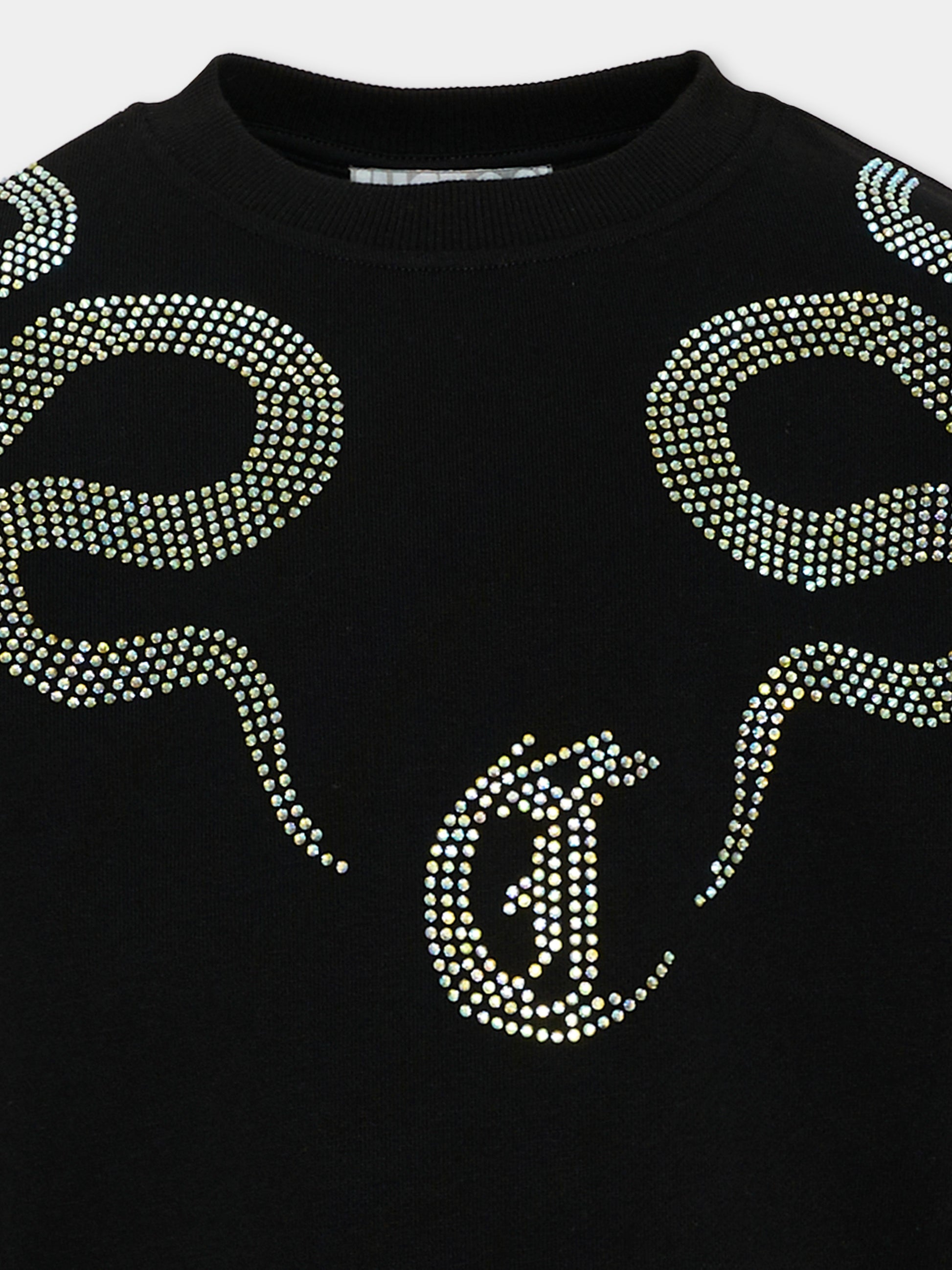 Felpa nera per bambina con logo,Just Cavalli Kids,JGA26040FE BLACK BLACK
