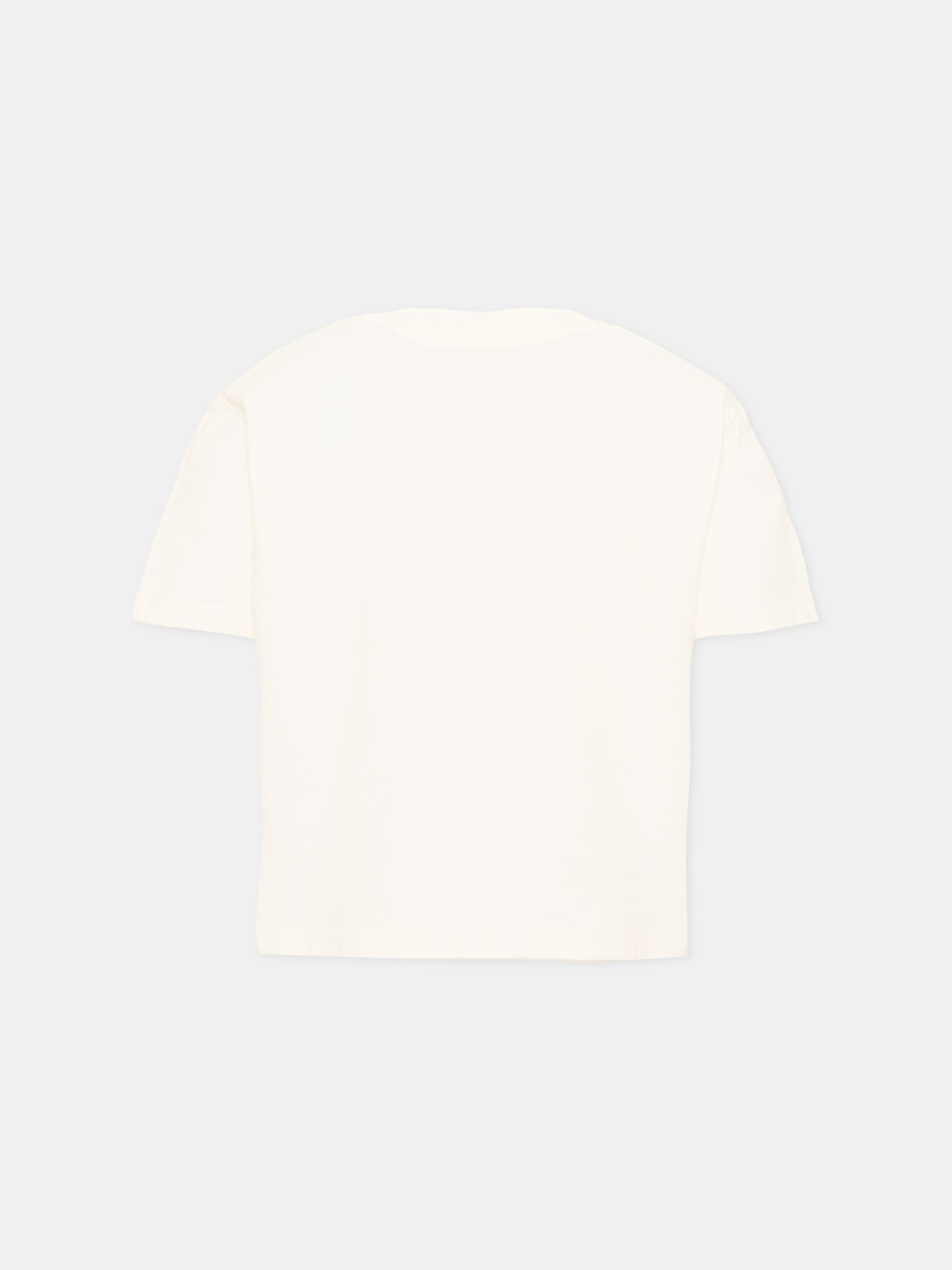 T-shirt avorio per bambina con fiori,Just Cavalli Kids,JGA26136TS MARSHMAL. MARSHMALLOW