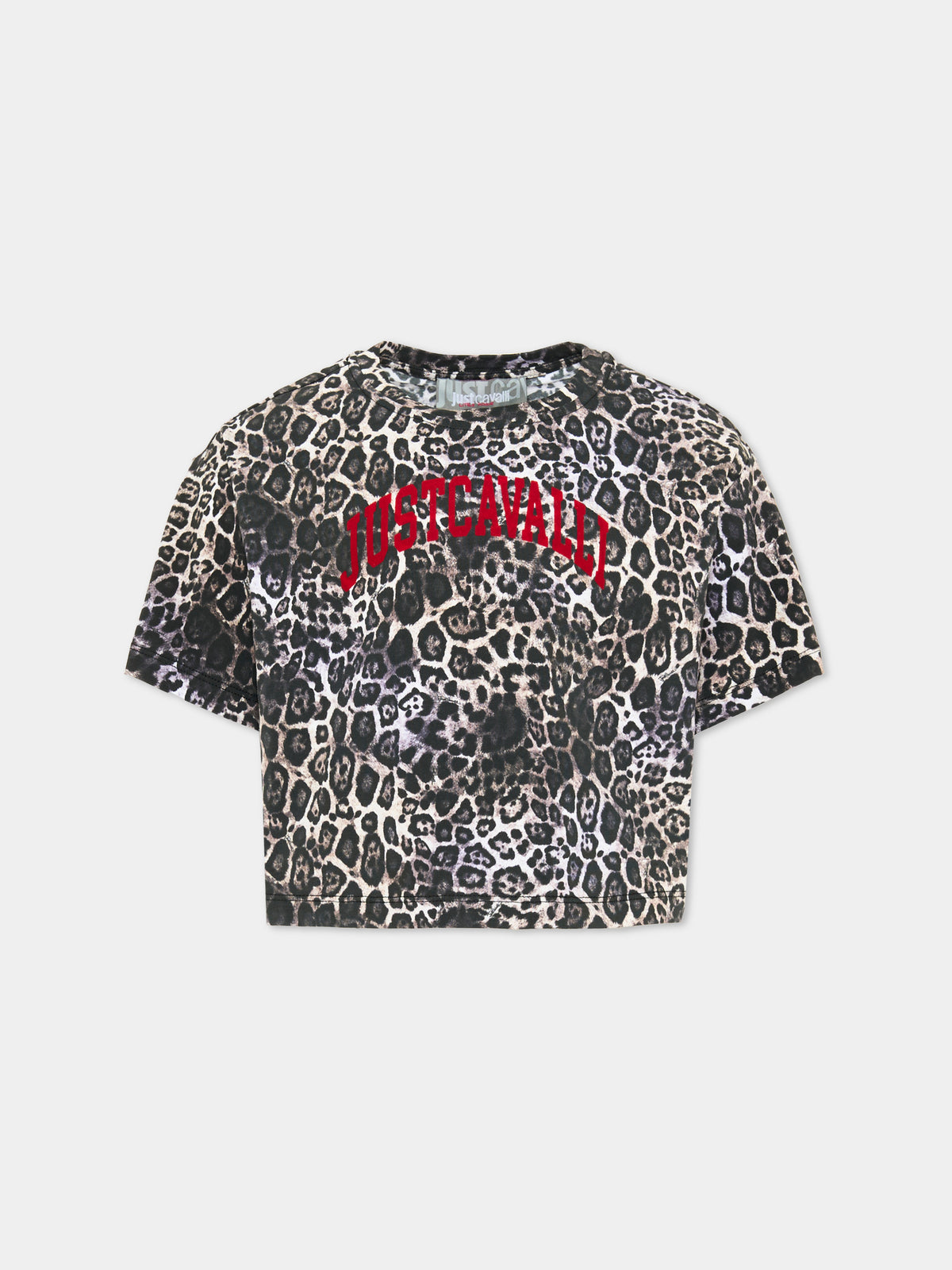 T-shirt a manica corta per bambina animalier,Just Cavalli Kids,JGA26048TS PANTER_BLK PANTER BLACK