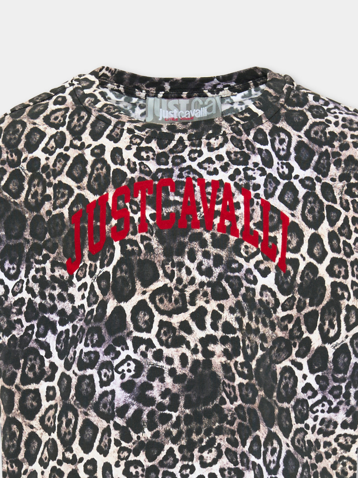 T-shirt a manica corta per bambina animalier,Just Cavalli Kids,JGA26048TS PANTER_BLK PANTER BLACK