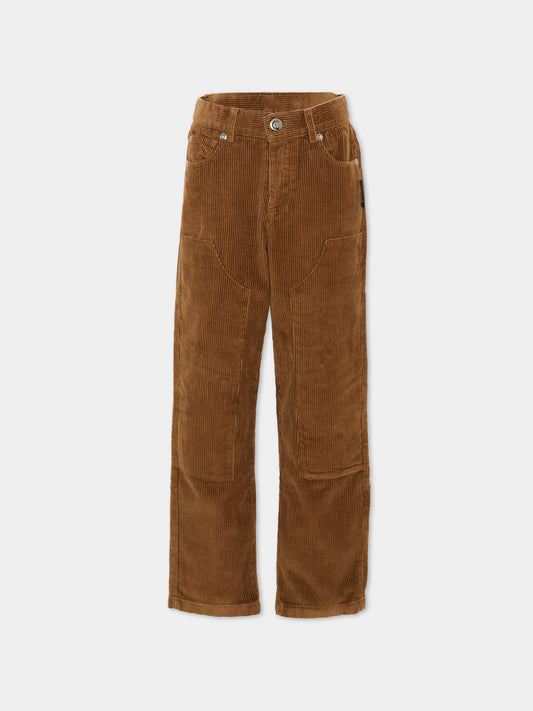 Pantaloni marroni per bambino con patch logo,Just Cavalli Kids,JBA26060PA BROWN BROWN