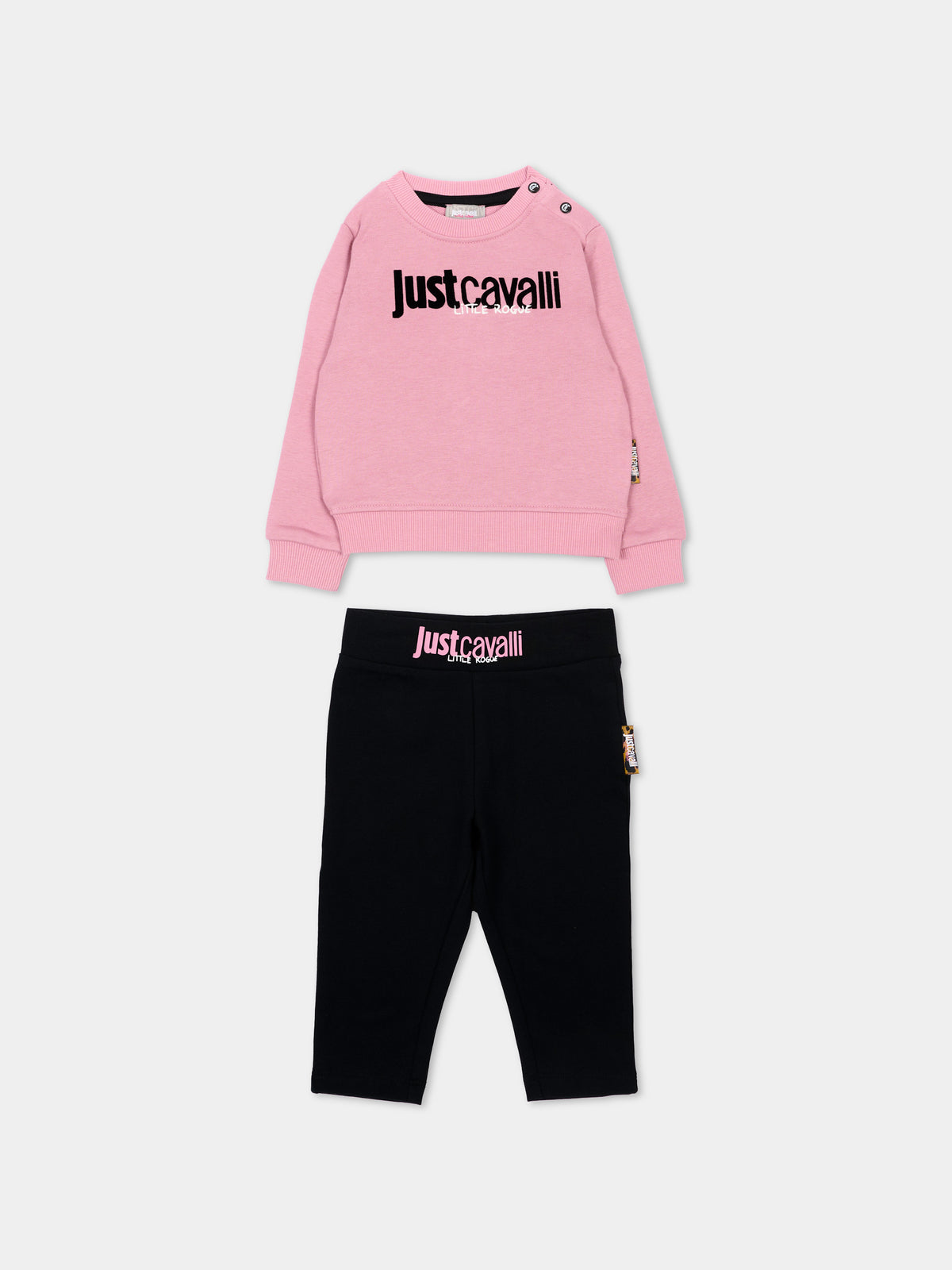 Completo sportivo rosa per neonata logo,Just Cavalli Kids,JIA26021CF PINK/BLACK PINK