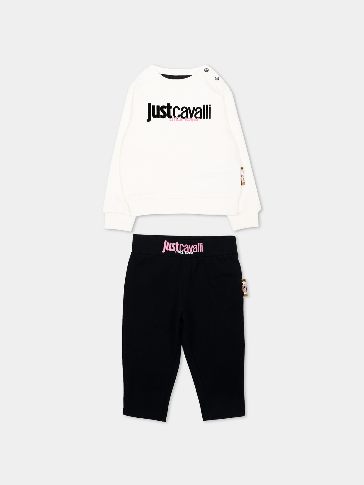 Completo sportivo bianco per neonata con logo,Just Cavalli Kids,JIA26021CF MARSHM/BLK MARSHMALLOW