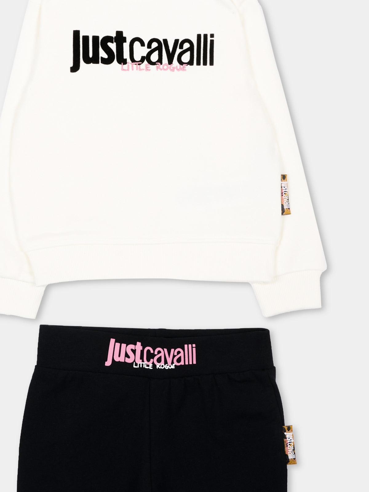 Completo sportivo bianco per neonata con logo,Just Cavalli Kids,JIA26021CF MARSHM/BLK MARSHMALLOW