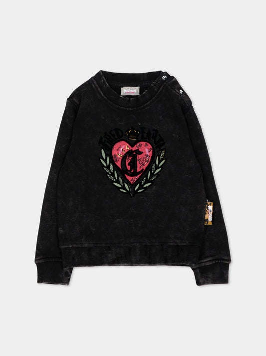 Felpa nera per neonata con stampa,Just Cavalli Kids,JIA26085FE BLACK BLACK