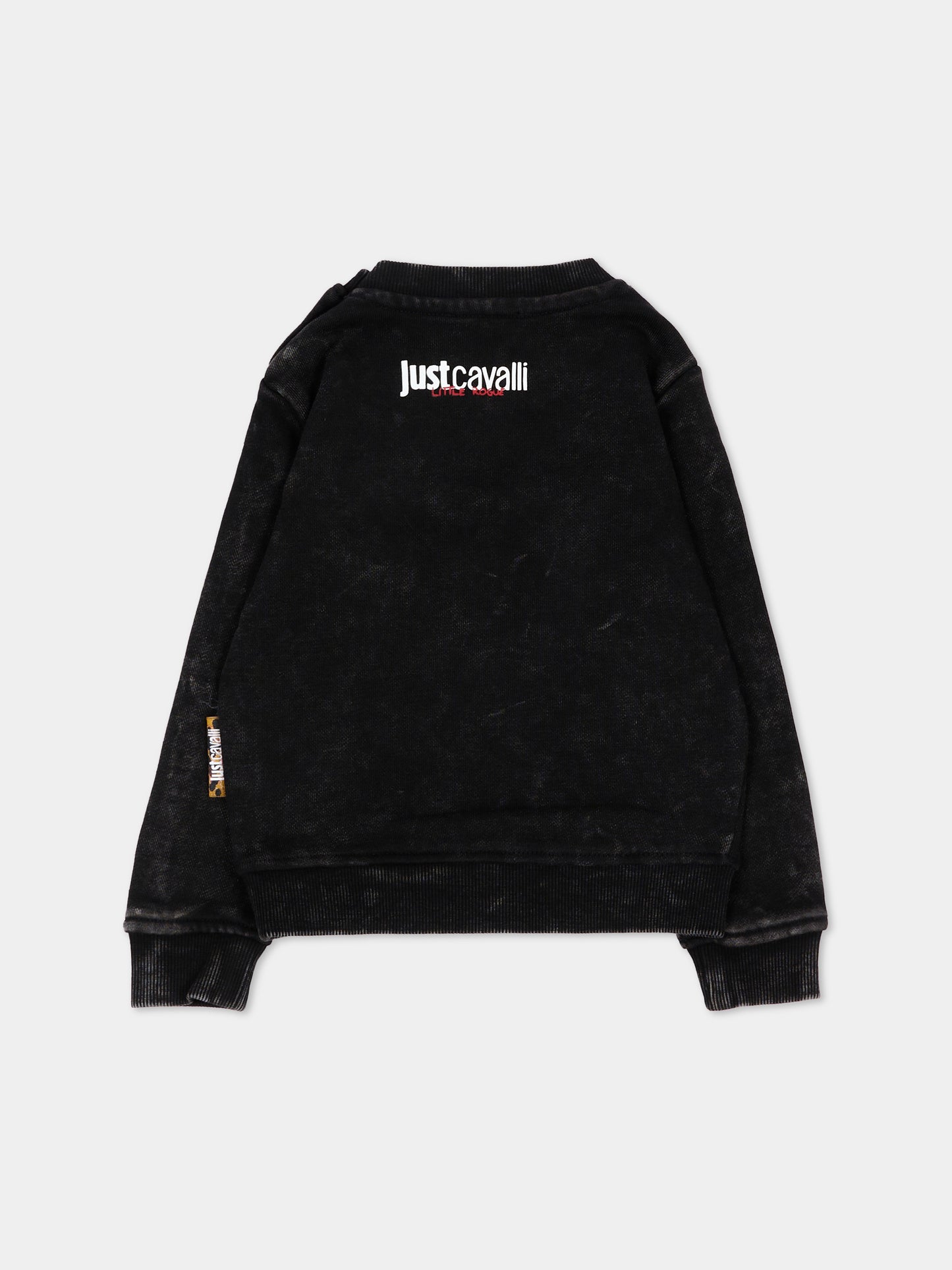 Felpa nera per neonata con stampa,Just Cavalli Kids,JIA26085FE BLACK BLACK