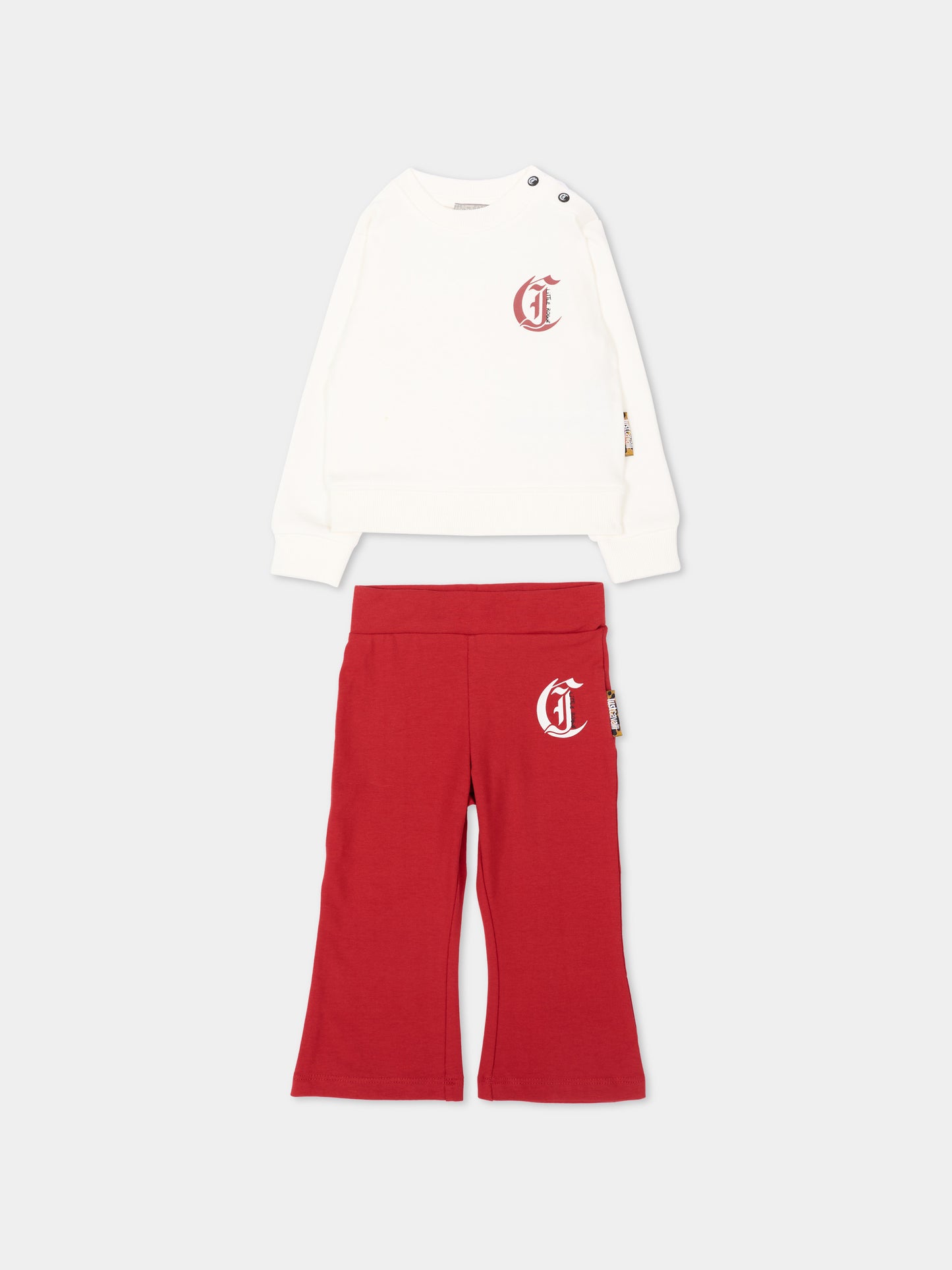 Completo sportivo avorio per neonata con logo,Just Cavalli Kids,JIA26089CF MARSHM/R.L MARSHMALLOW