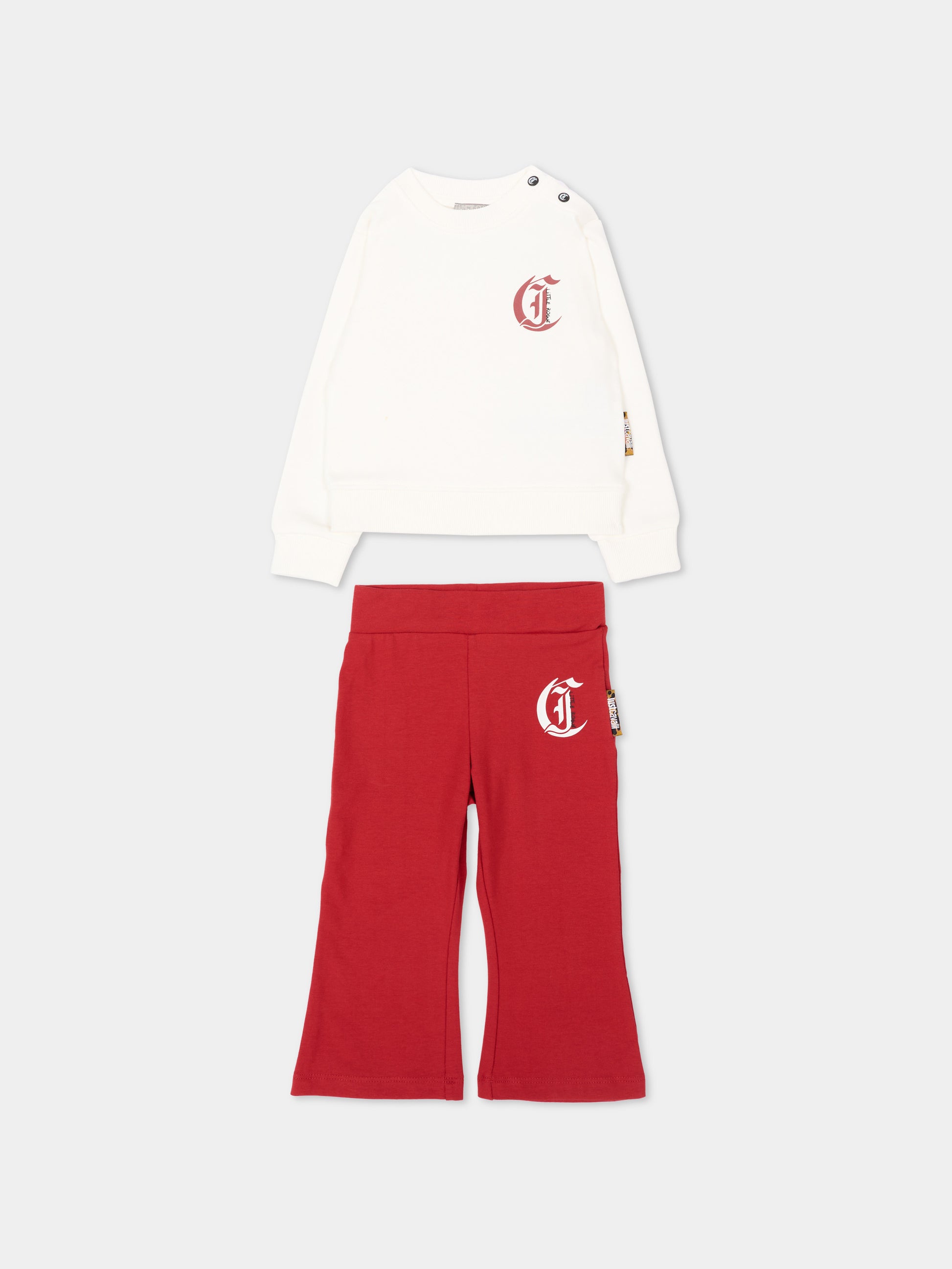 Completo sportivo avorio per neonata con logo,Just Cavalli Kids,JIA26089CF MARSHM/R.L MARSHMALLOW