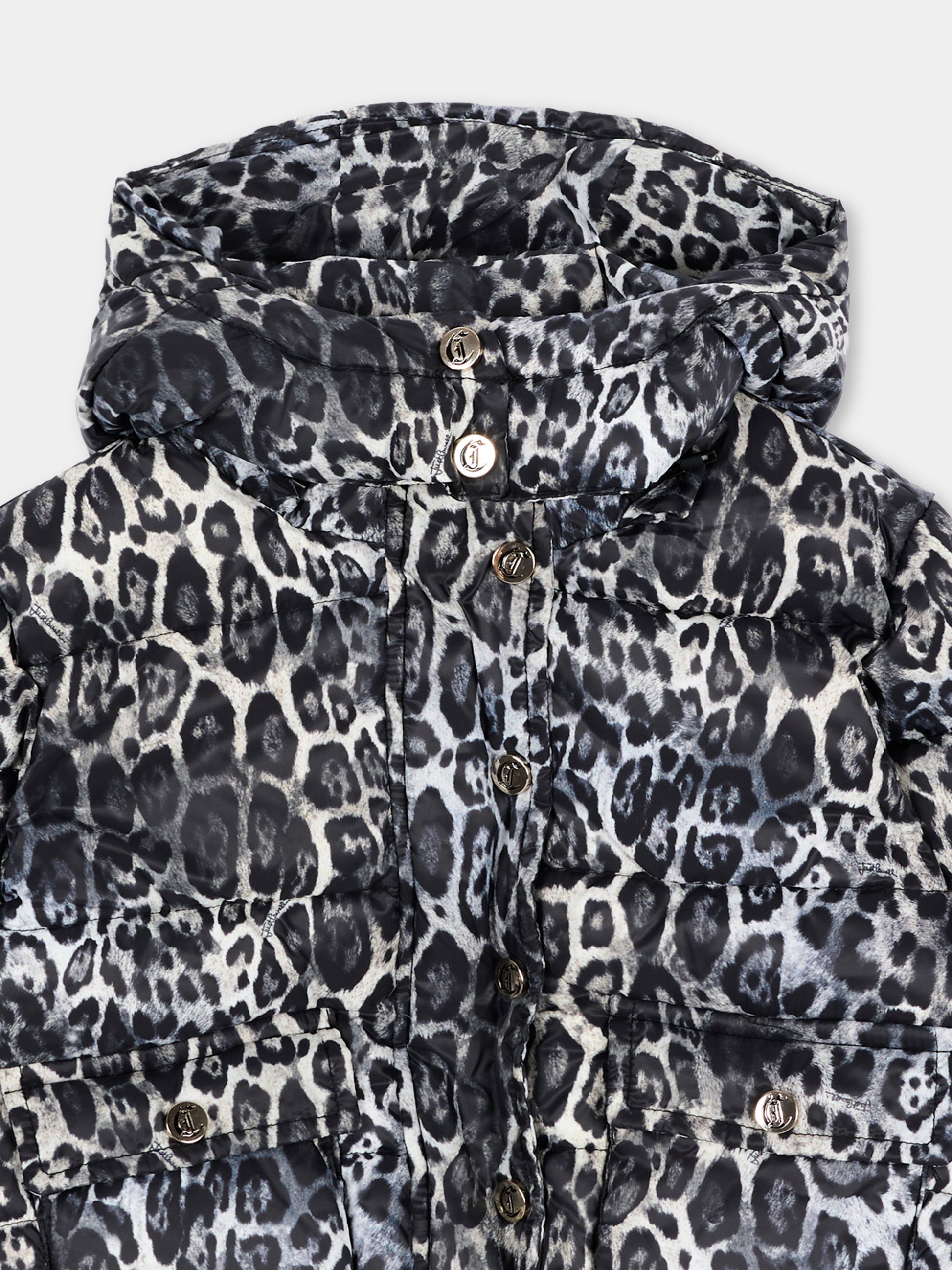 Piumino nero per neonata leopardato,Just Cavalli Kids,JIA26087PI PANTER_BLK PANTER BLACK