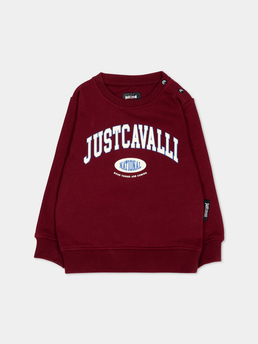 Felpa bordeaux per neonato con logo,Just Cavalli Kids,JIA26067FE BORDEAUX BORDEAUX
