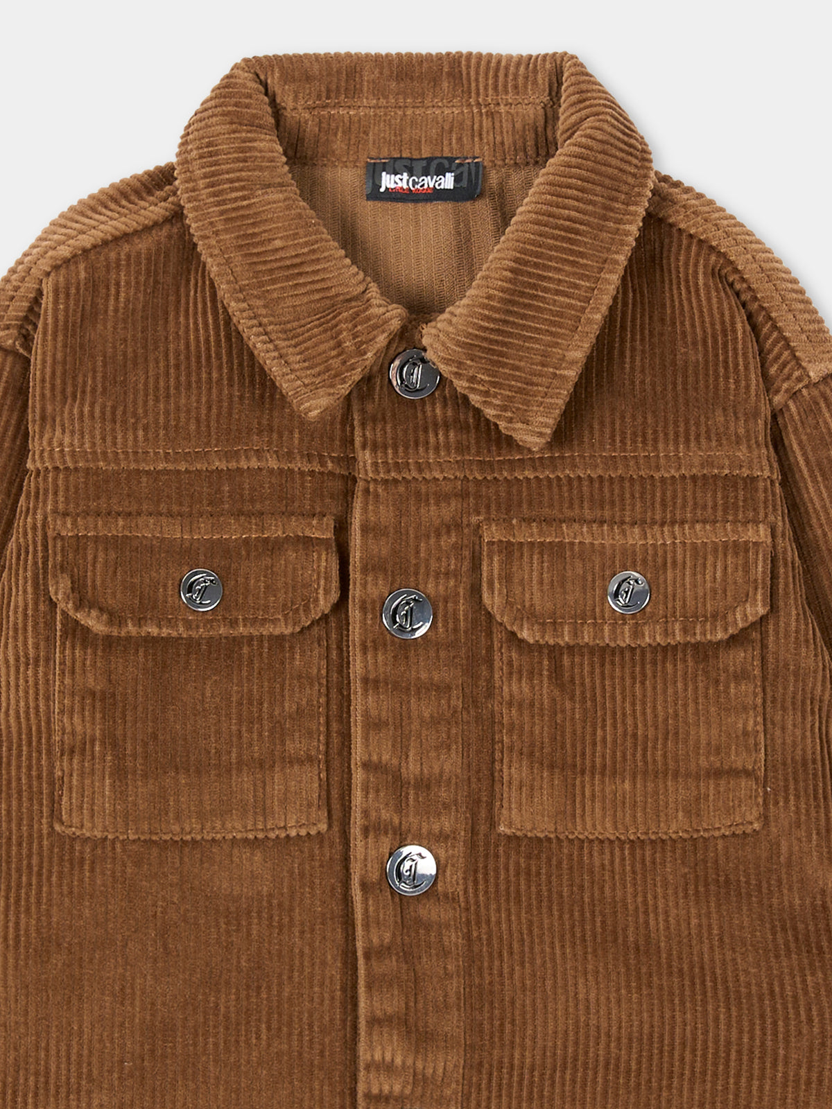Camicia a manica lunga marrone per neonato con logo,Just Cavalli Kids,JIA26025CA BROWN BROWN