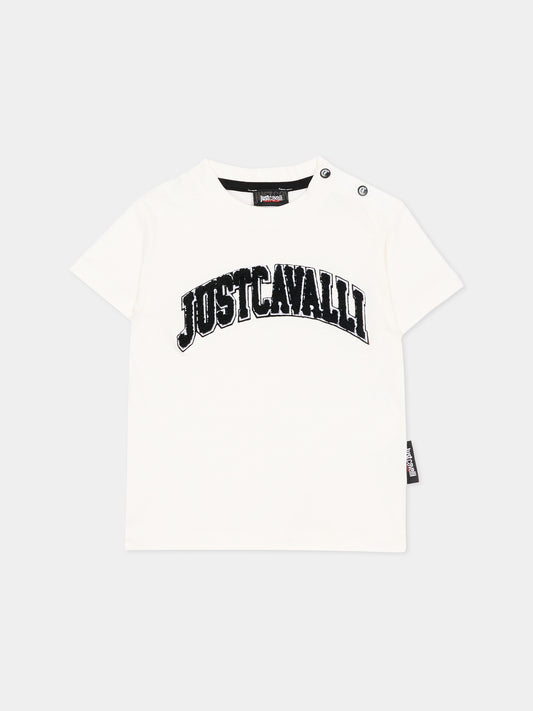 T-shirt avorio per neonato con logo,Just Cavalli Kids,JIA26053TS MARSHMAL. MARSHMALLOW