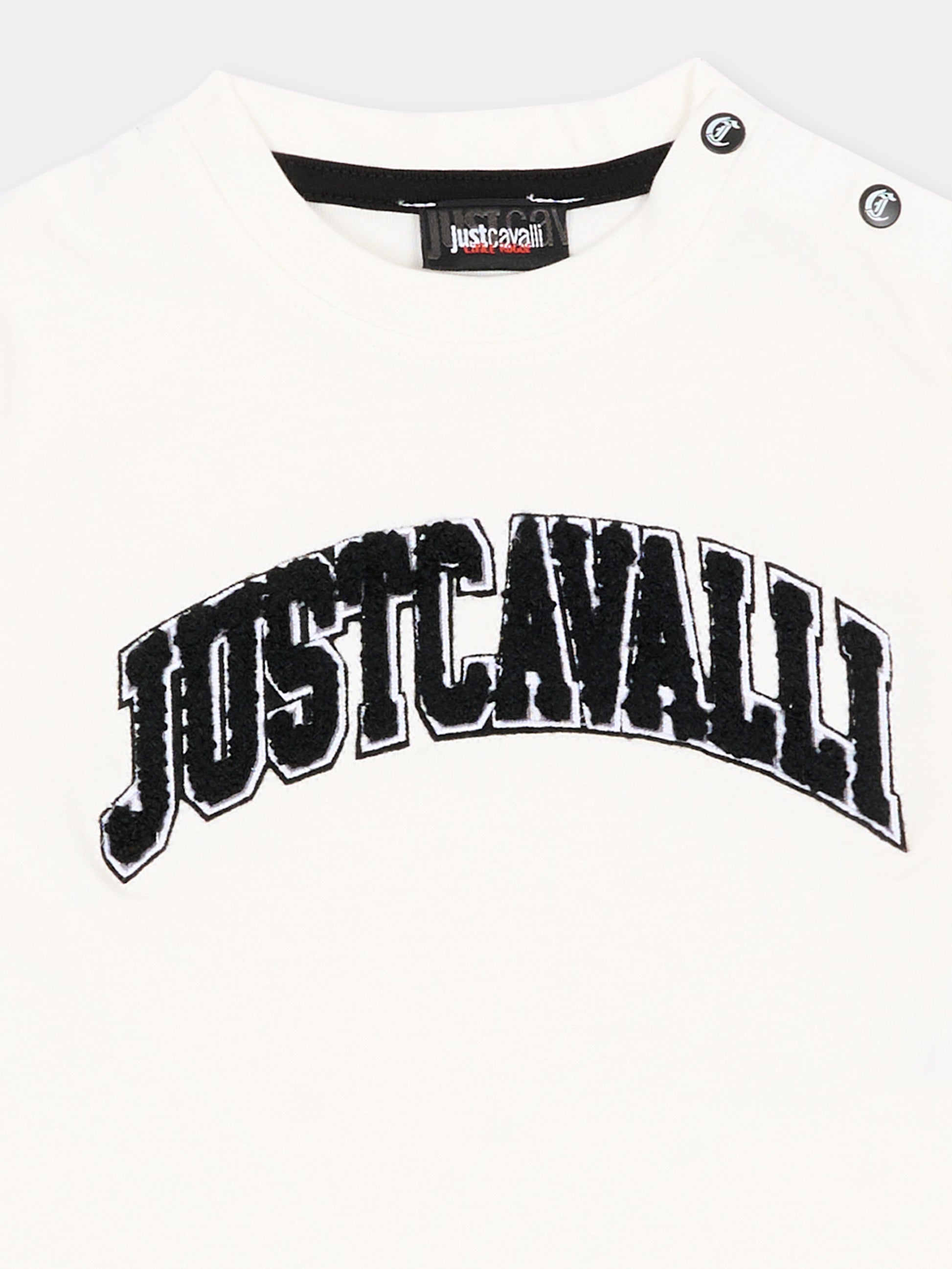 T-shirt avorio per neonato con logo,Just Cavalli Kids,JIA26053TS MARSHMAL. MARSHMALLOW