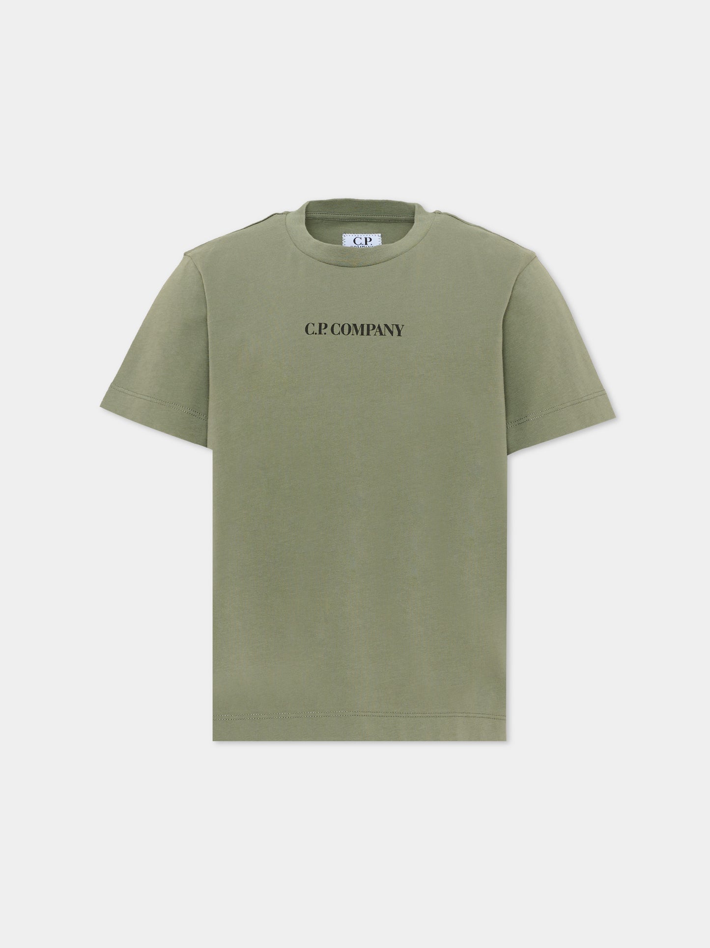 T-Shirt verde per bambino con logo,C. P. Company,CMM00U LAA17 30745
