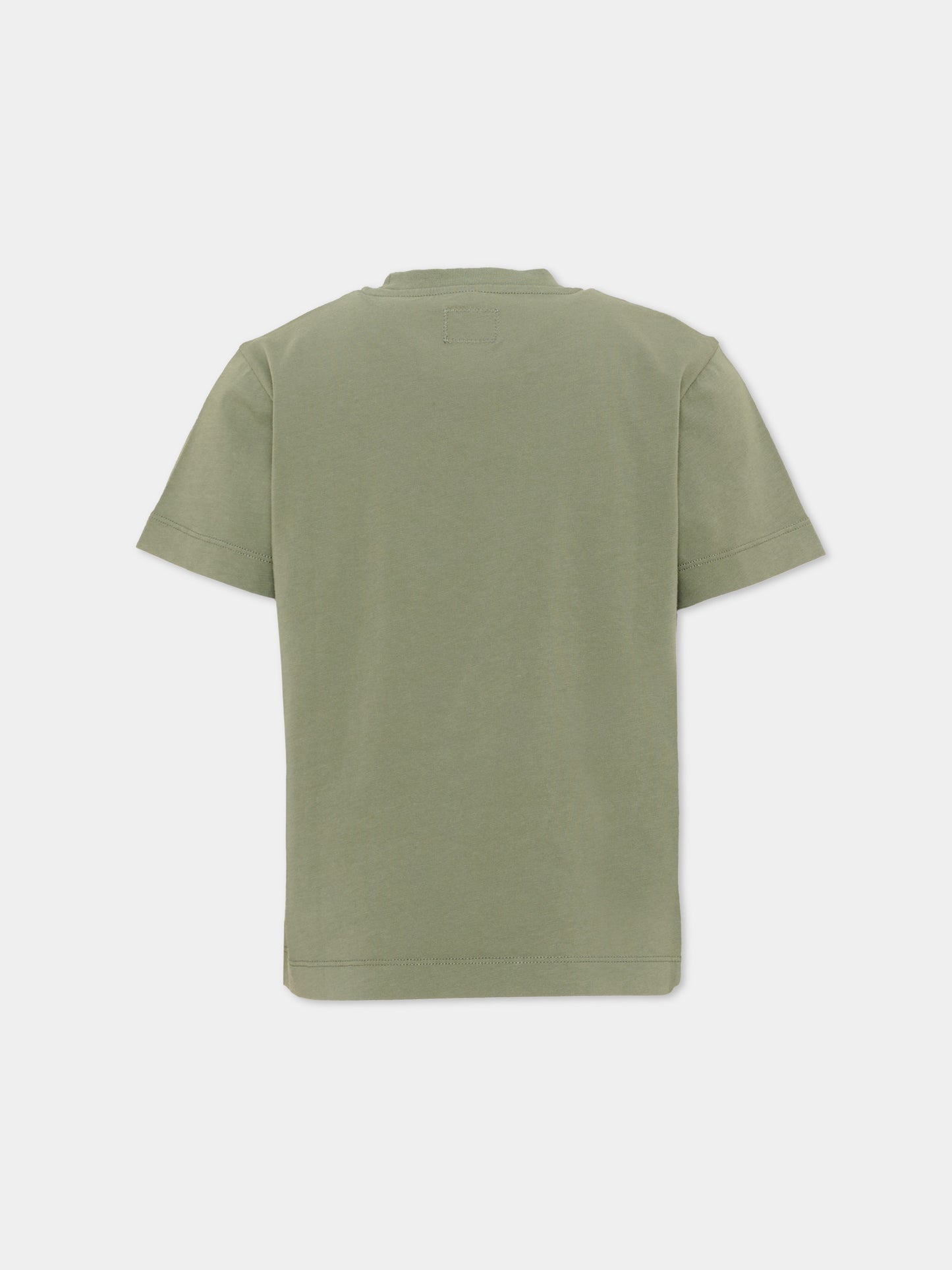 T-Shirt verde per bambino con logo,C. P. Company,CMM00U LAA17 30745