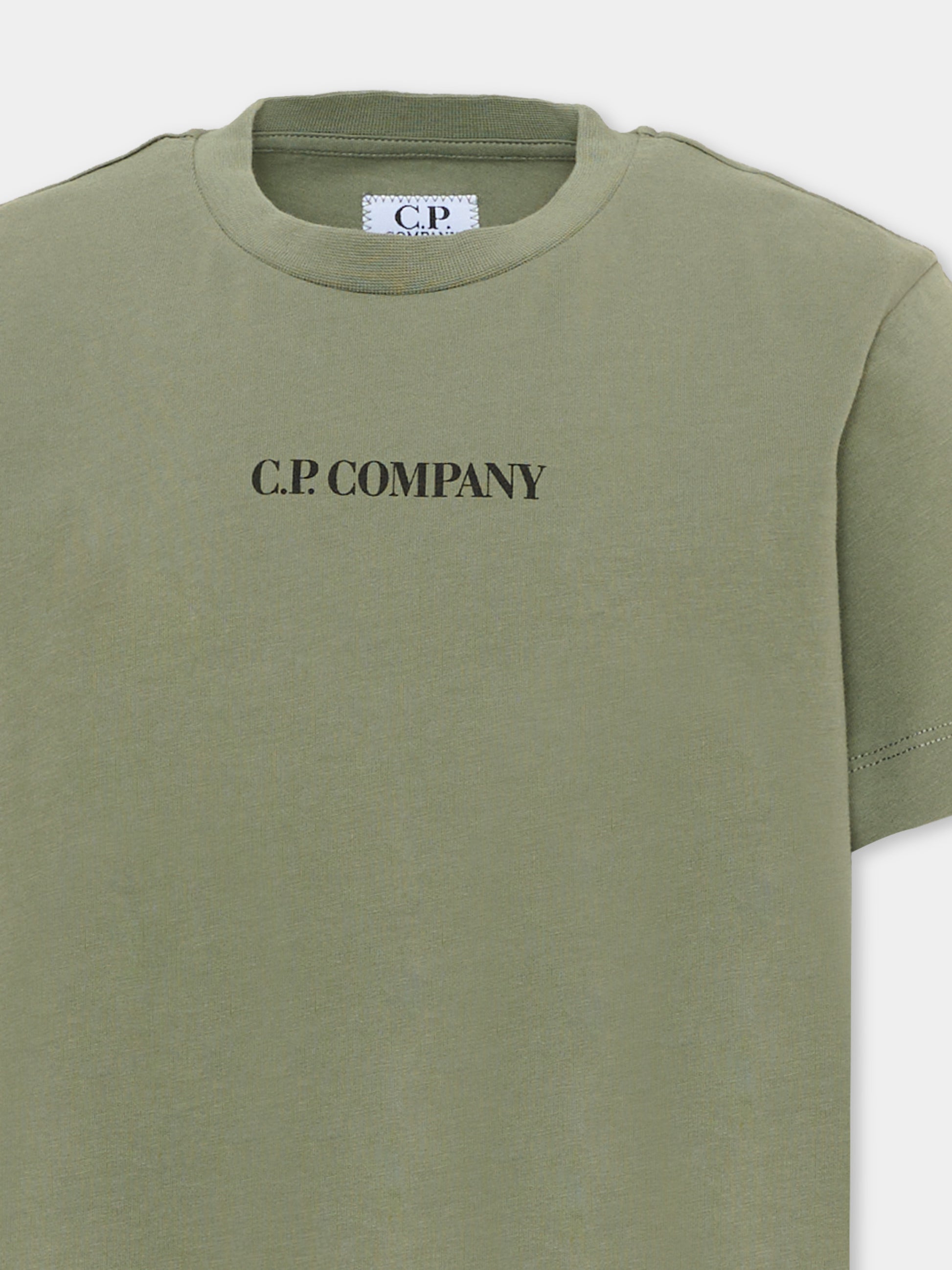 T-Shirt verde per bambino con logo,C. P. Company,CMM00U LAA17 30745