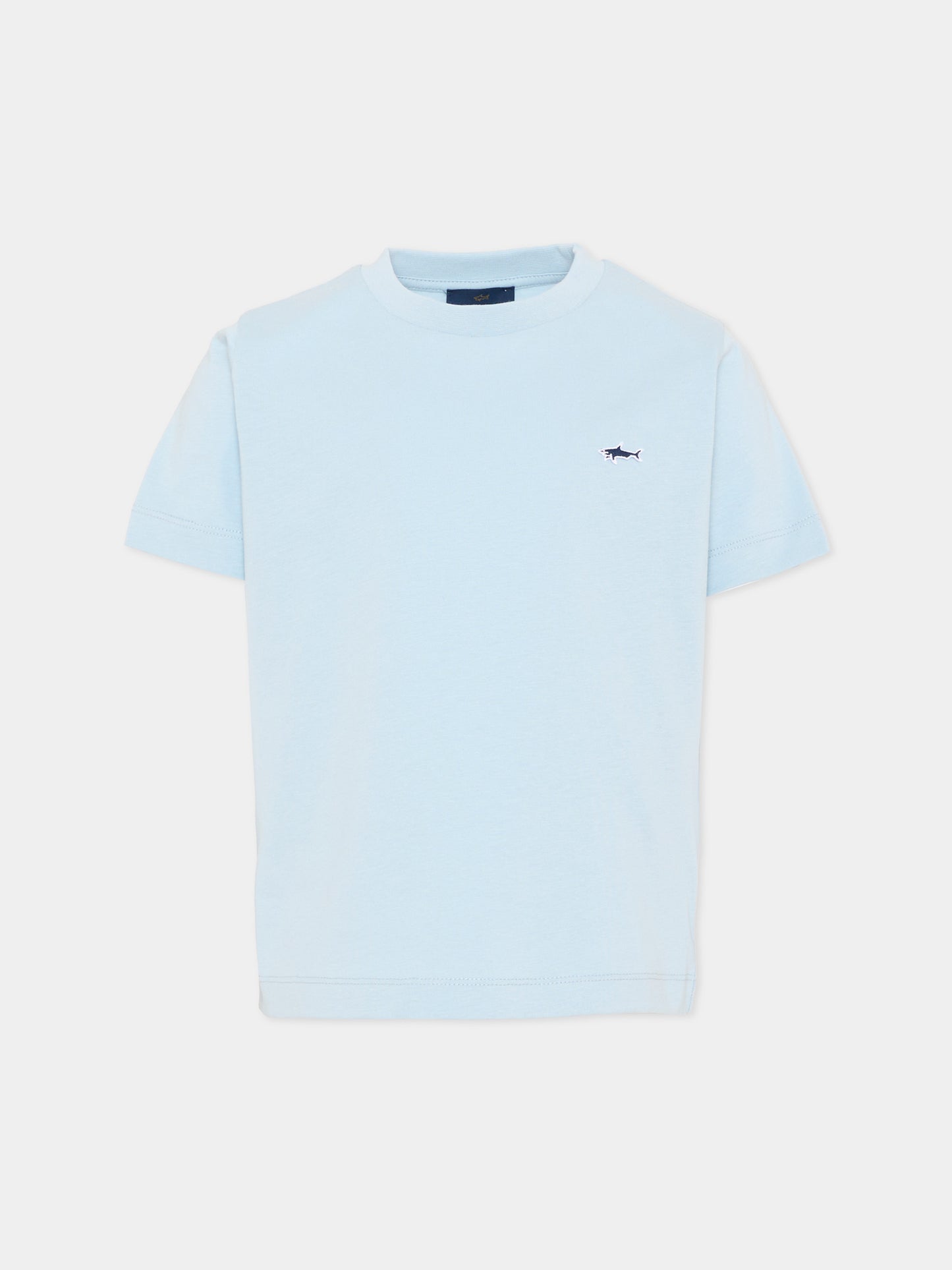T-shirt celeste per bambino con logo,Paul & Shark Junior,WMM004 LAA01 40705