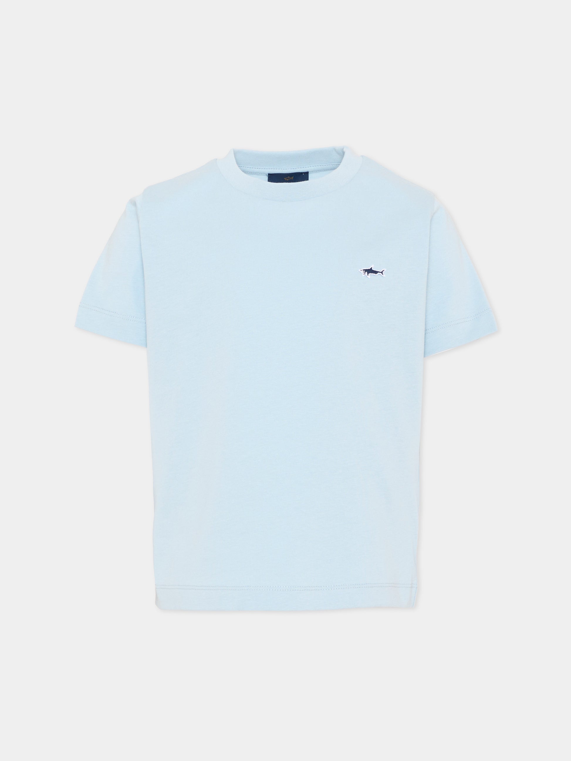 T-shirt celeste per bambino con logo,Paul & Shark Junior,WMM004 LAA01 40705