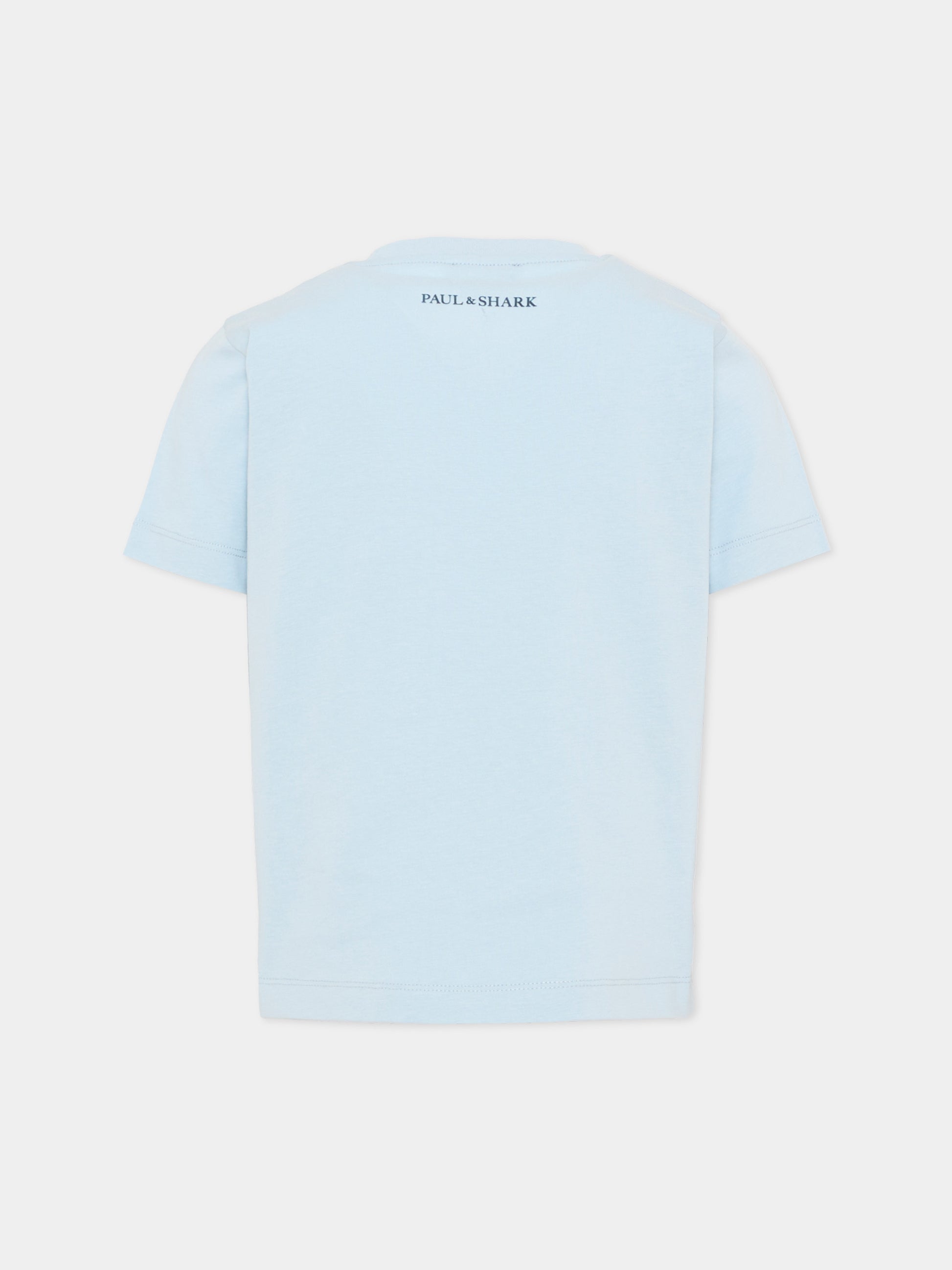 T-shirt celeste per bambino con logo,Paul & Shark Junior,WMM004 LAA01 40705