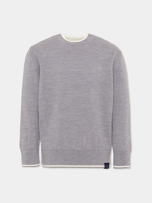 Maglione grigio per bambino con logo,Paul & Shark Junior,WUW005 LHE88 60901