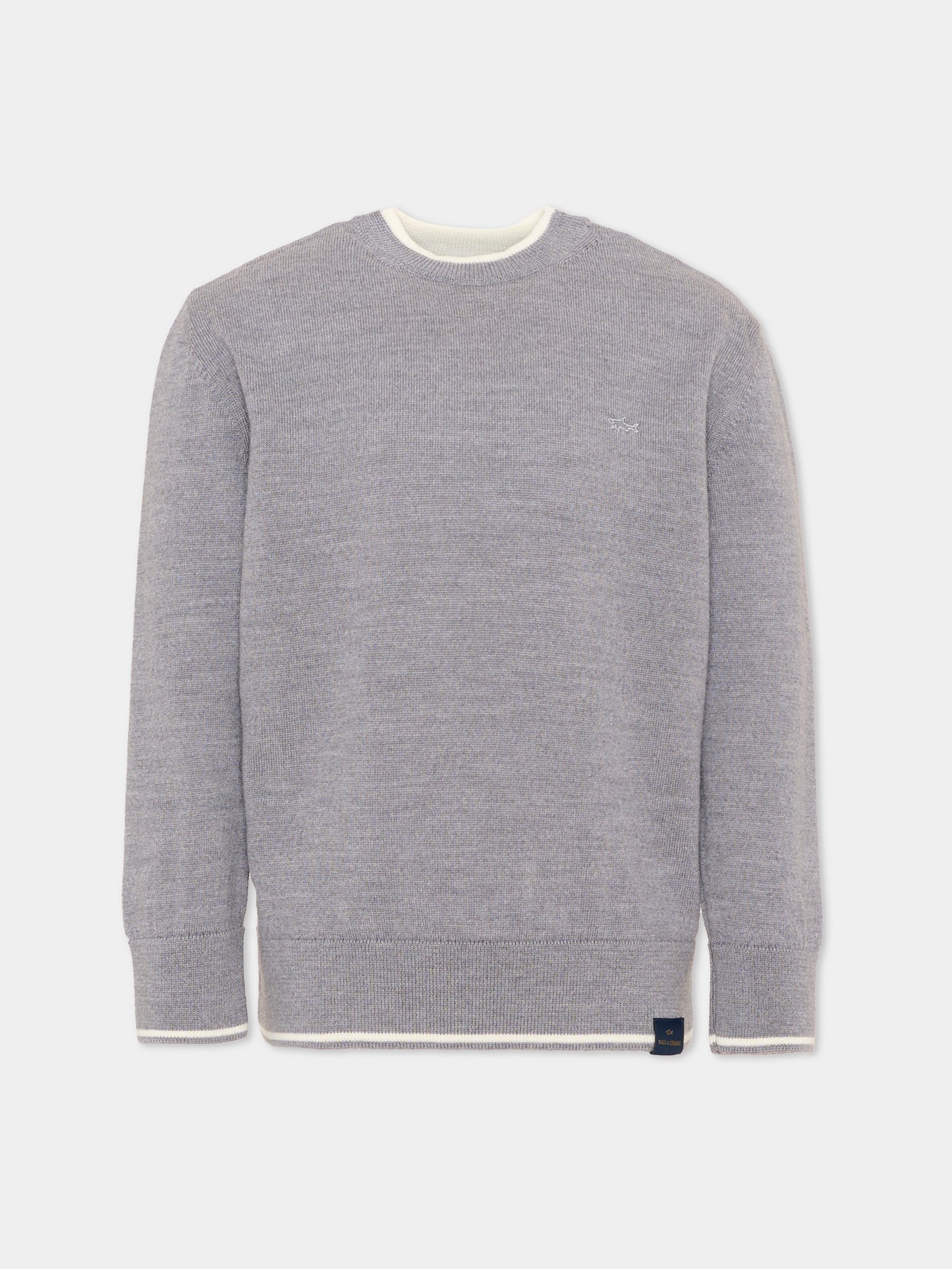 Maglione grigio per bambino con logo,Paul & Shark Junior,WUW005 LHE88 60901