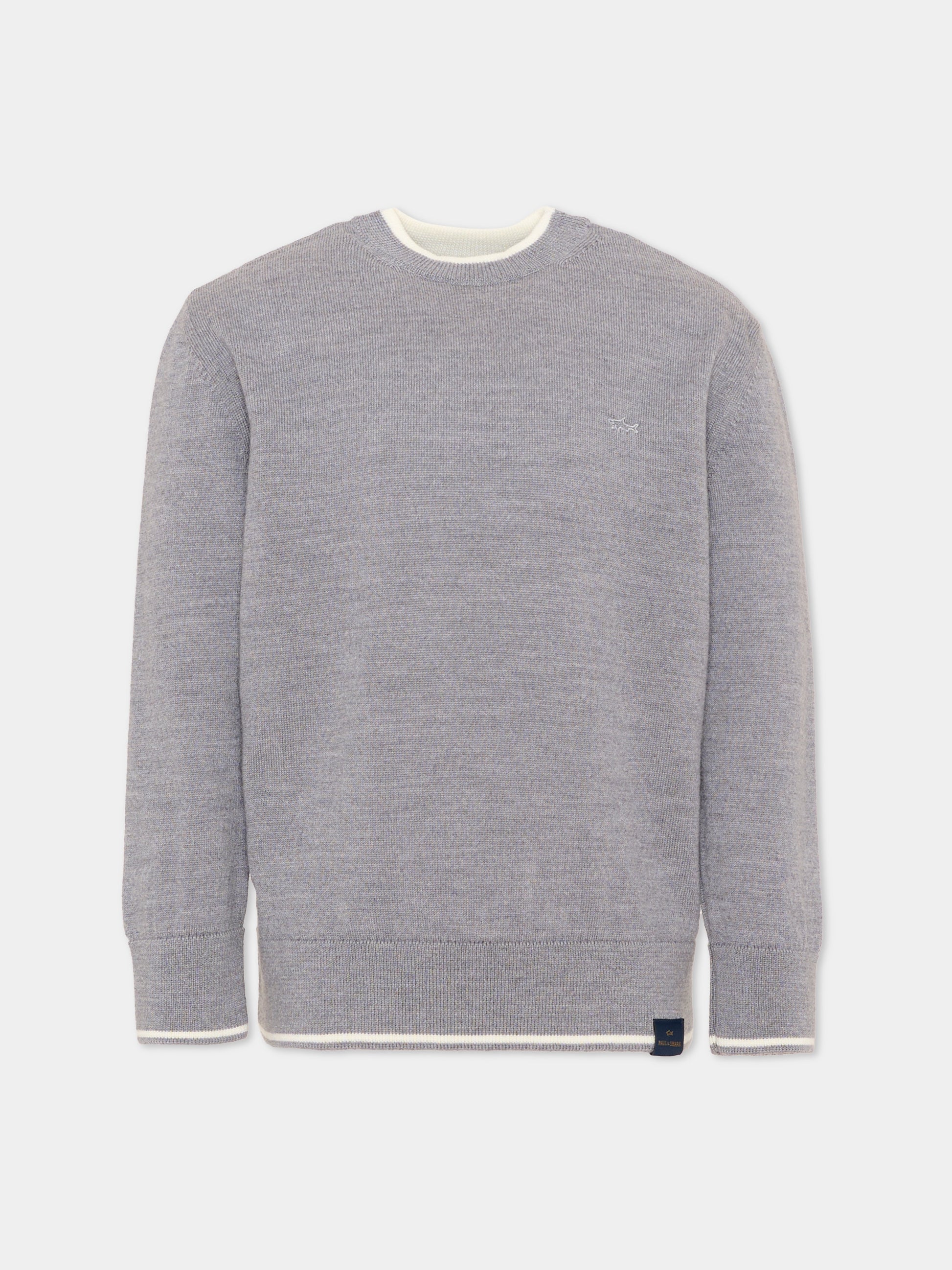 Maglione grigio per bambino con logo,Paul & Shark Junior,WUW005 LHE88 60901
