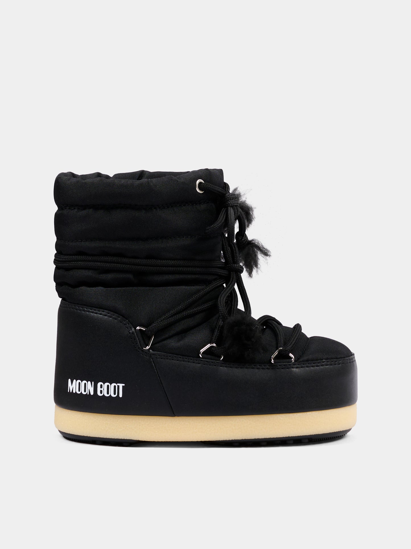 Stivali neve neri per bambini con logo,Moon Boot,80D1470010 N001