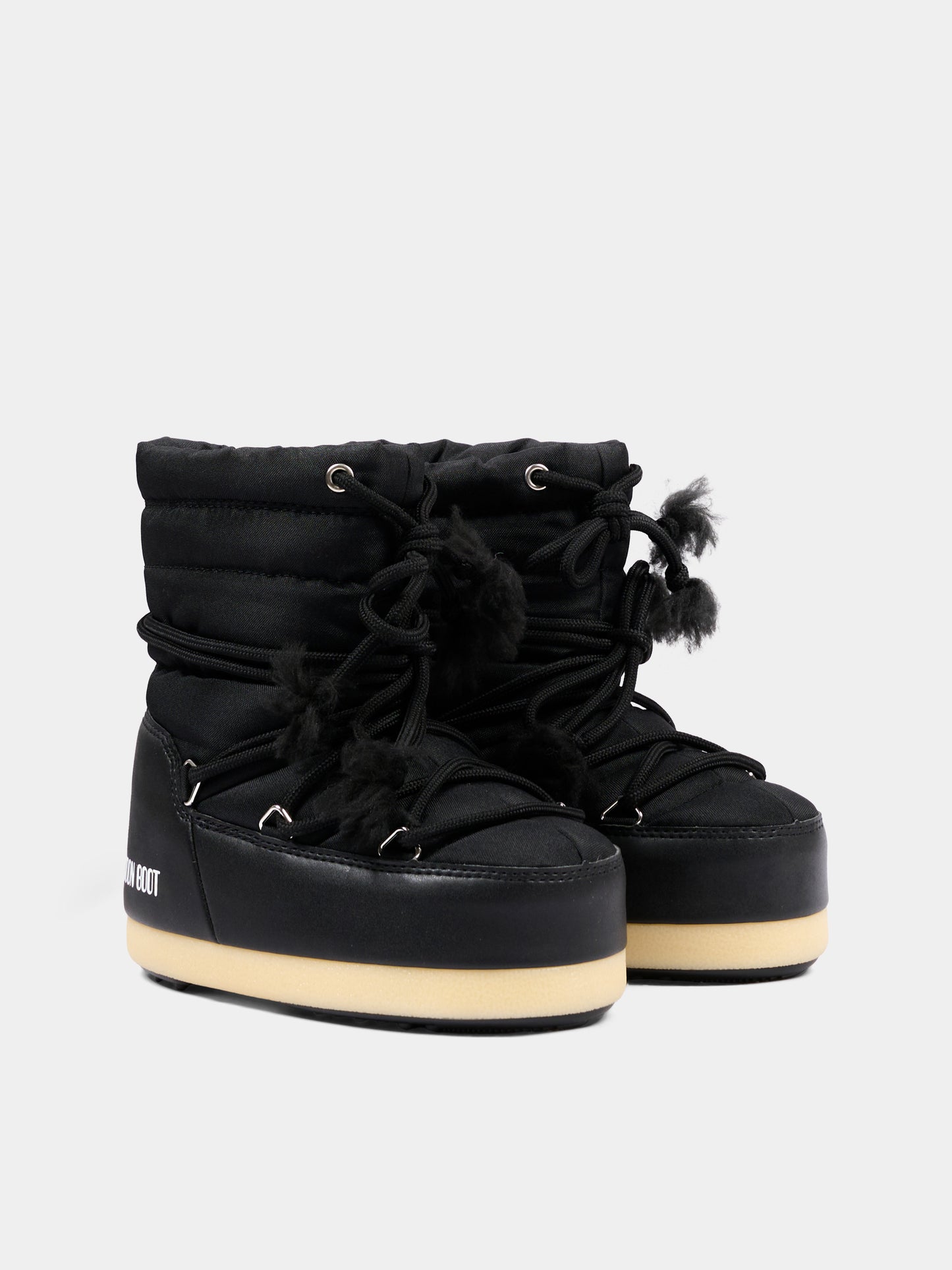 Stivali neve neri per bambini con logo,Moon Boot,80D1470010 N001