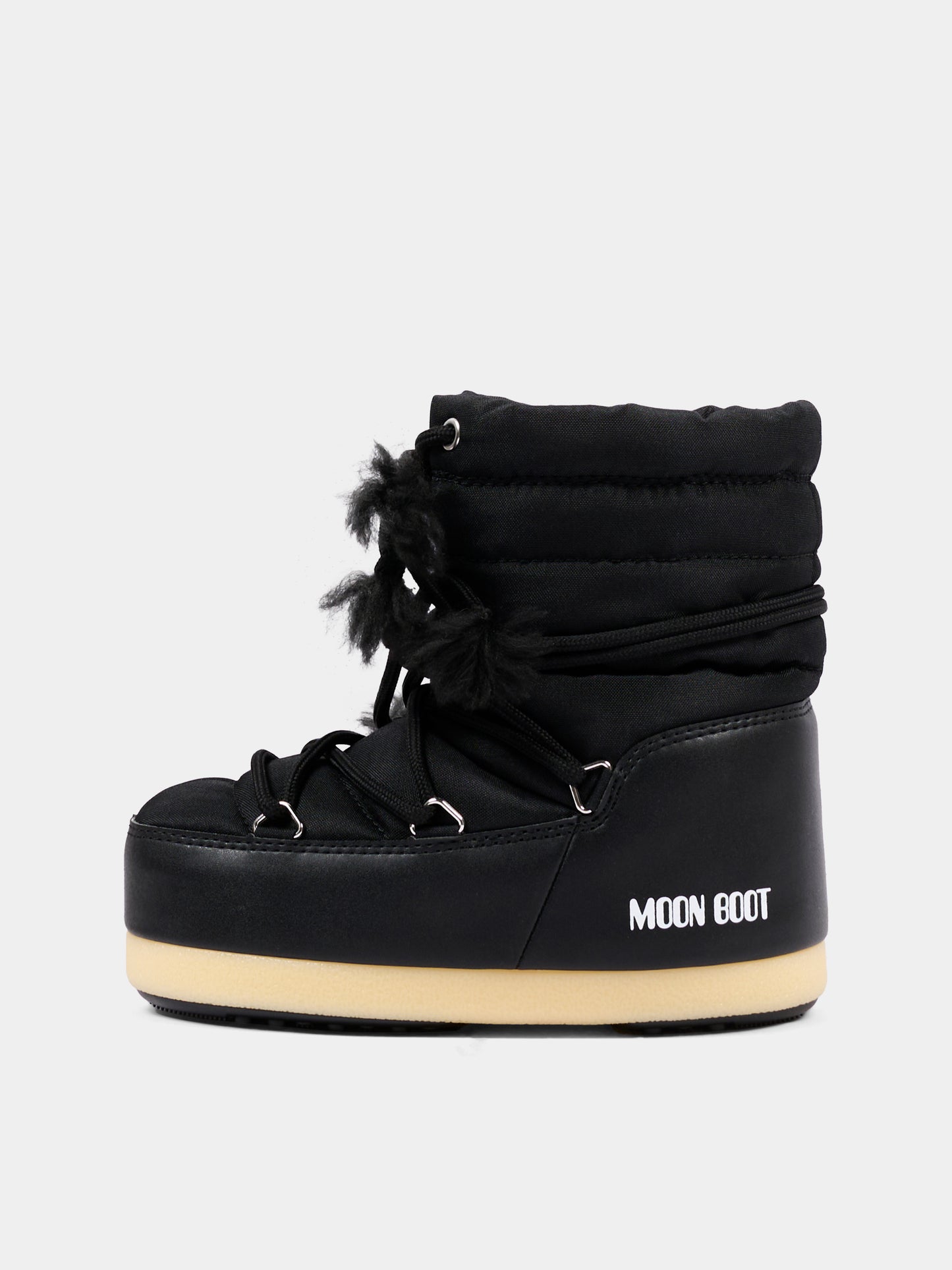 Stivali neve neri per bambini con logo,Moon Boot,80D1470010 N001