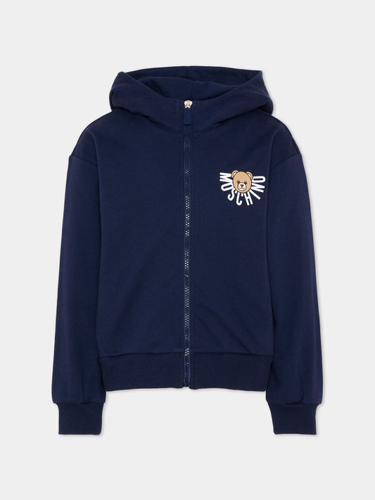 Felpa blu per bambini con Teddy Bear,Moschino Kids,HUF09E LCA40 40016