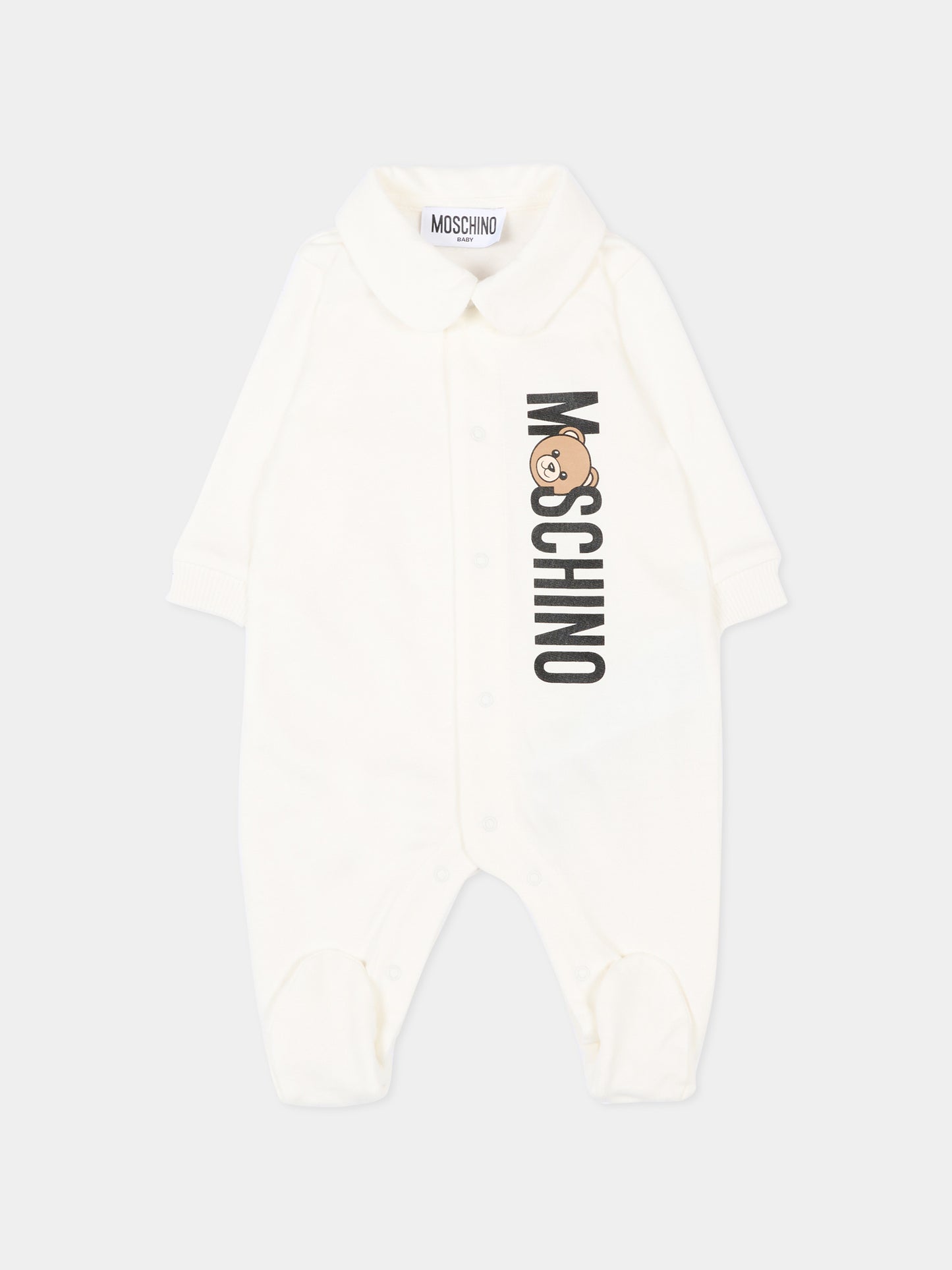 Tutina avorio per neonati con logo,Moschino Kids,MUY08S LCA63 10063