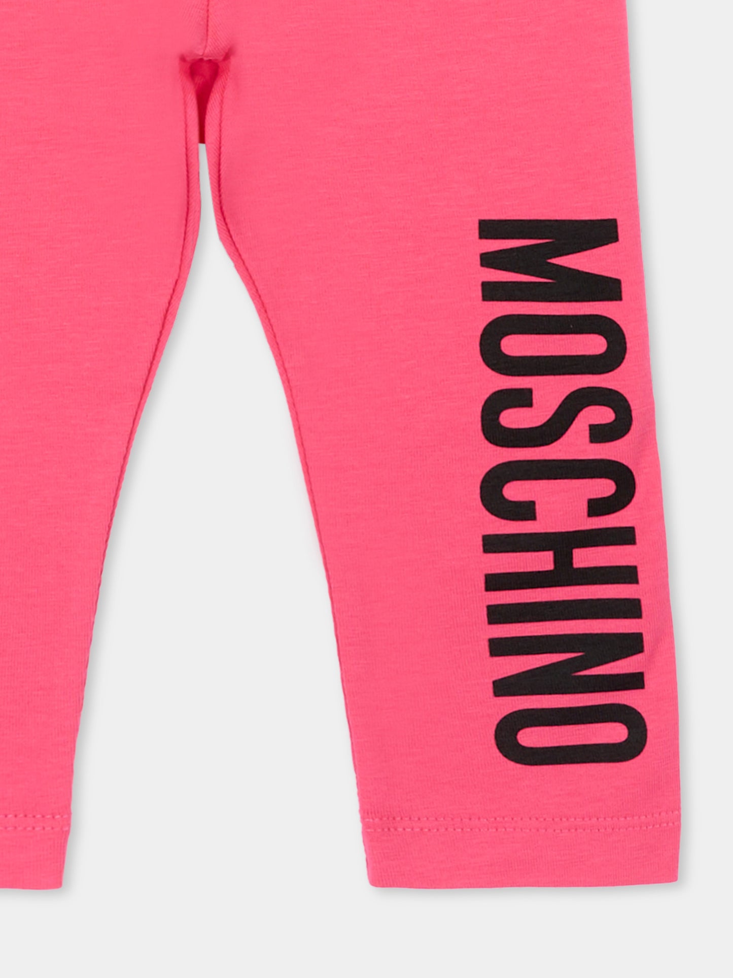 Leggings fucsia per neonata con logo,Moschino Kids,MDP03H LBA11 50541