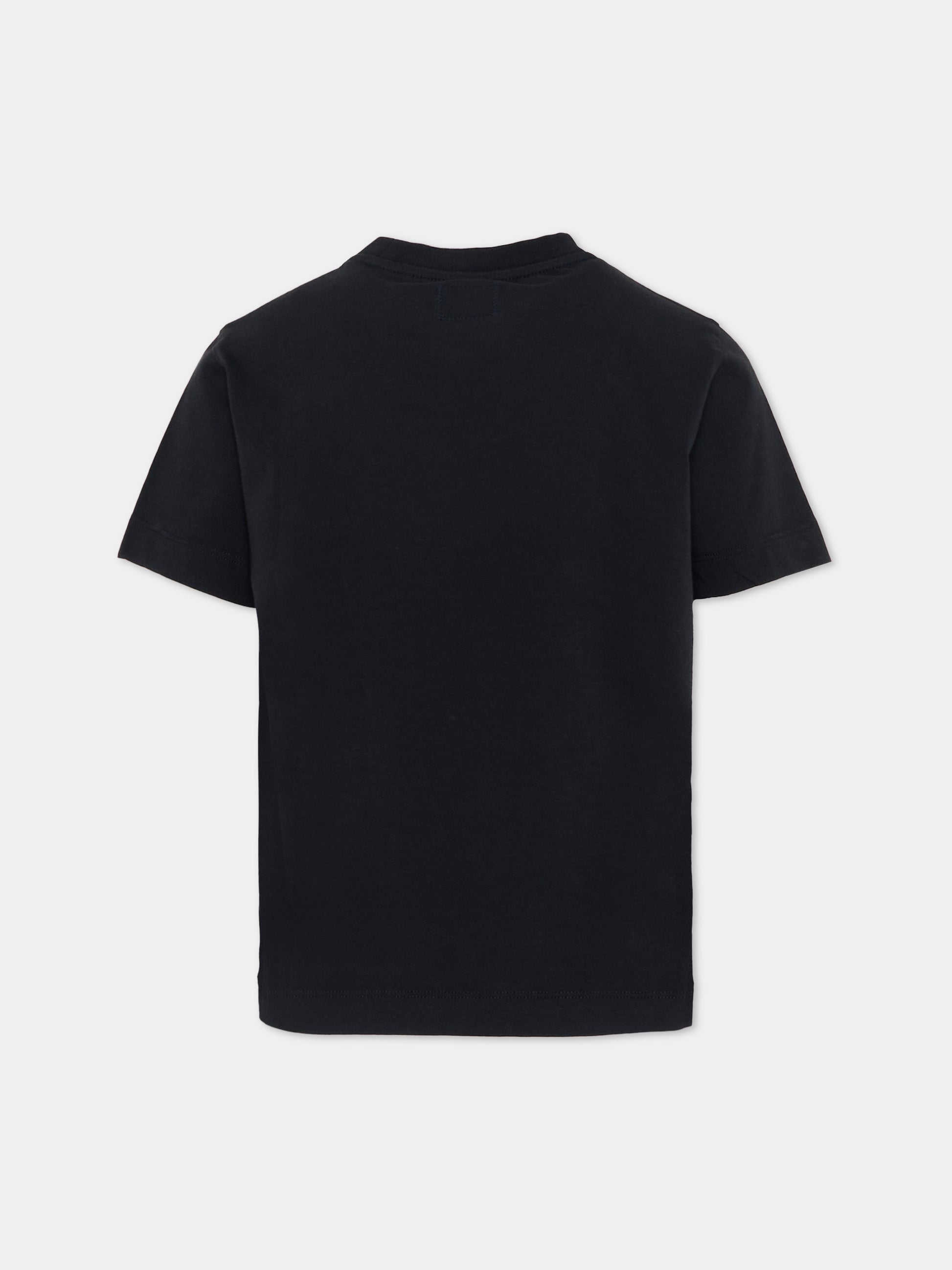 T-Shirt blu per bambino con stampa logo,C. P. Company,CSM00L LAA17 41150