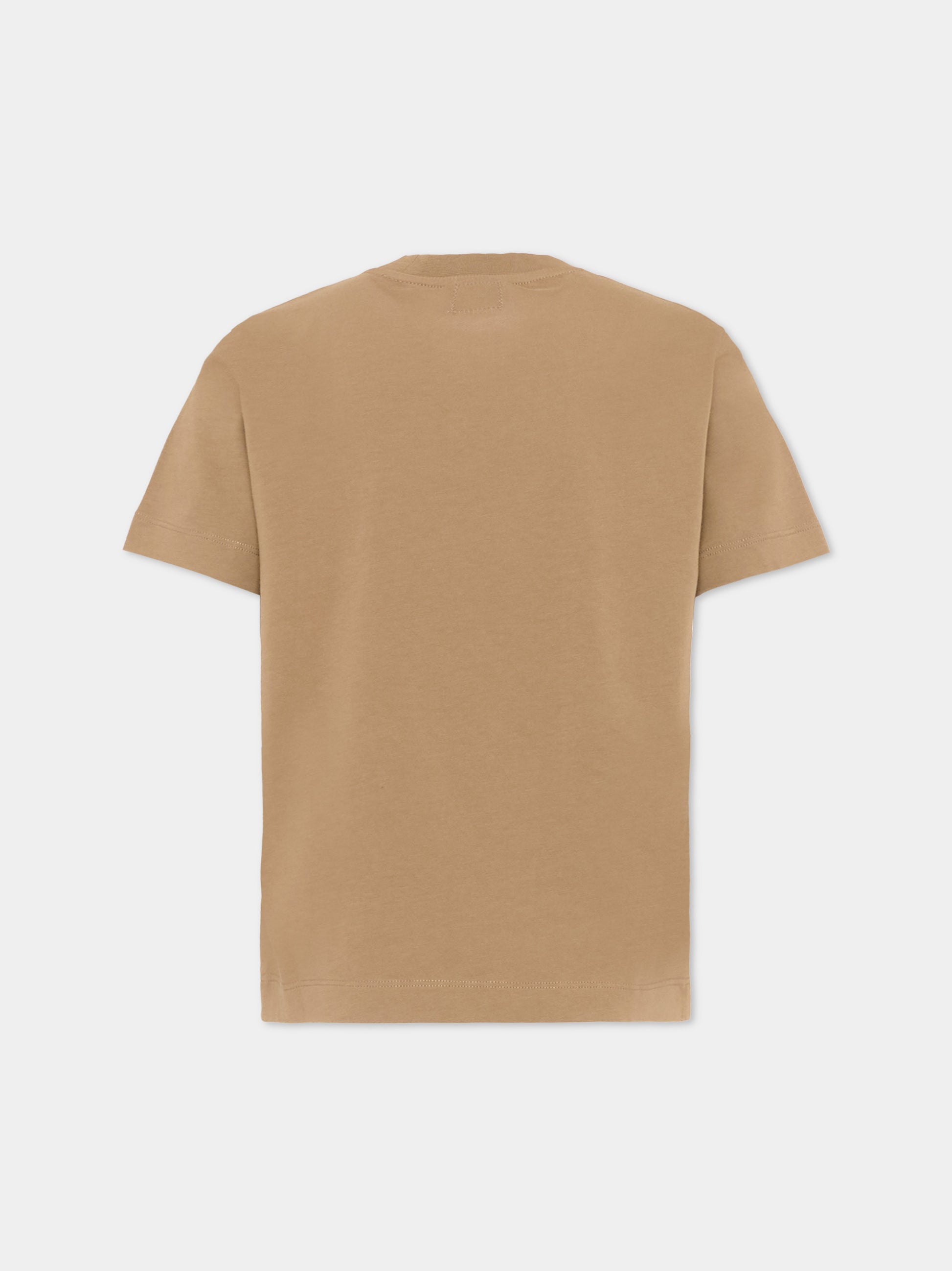 T-Shirt beige per bambino con logo,C. P. Company,CRM00L LAA17 20273