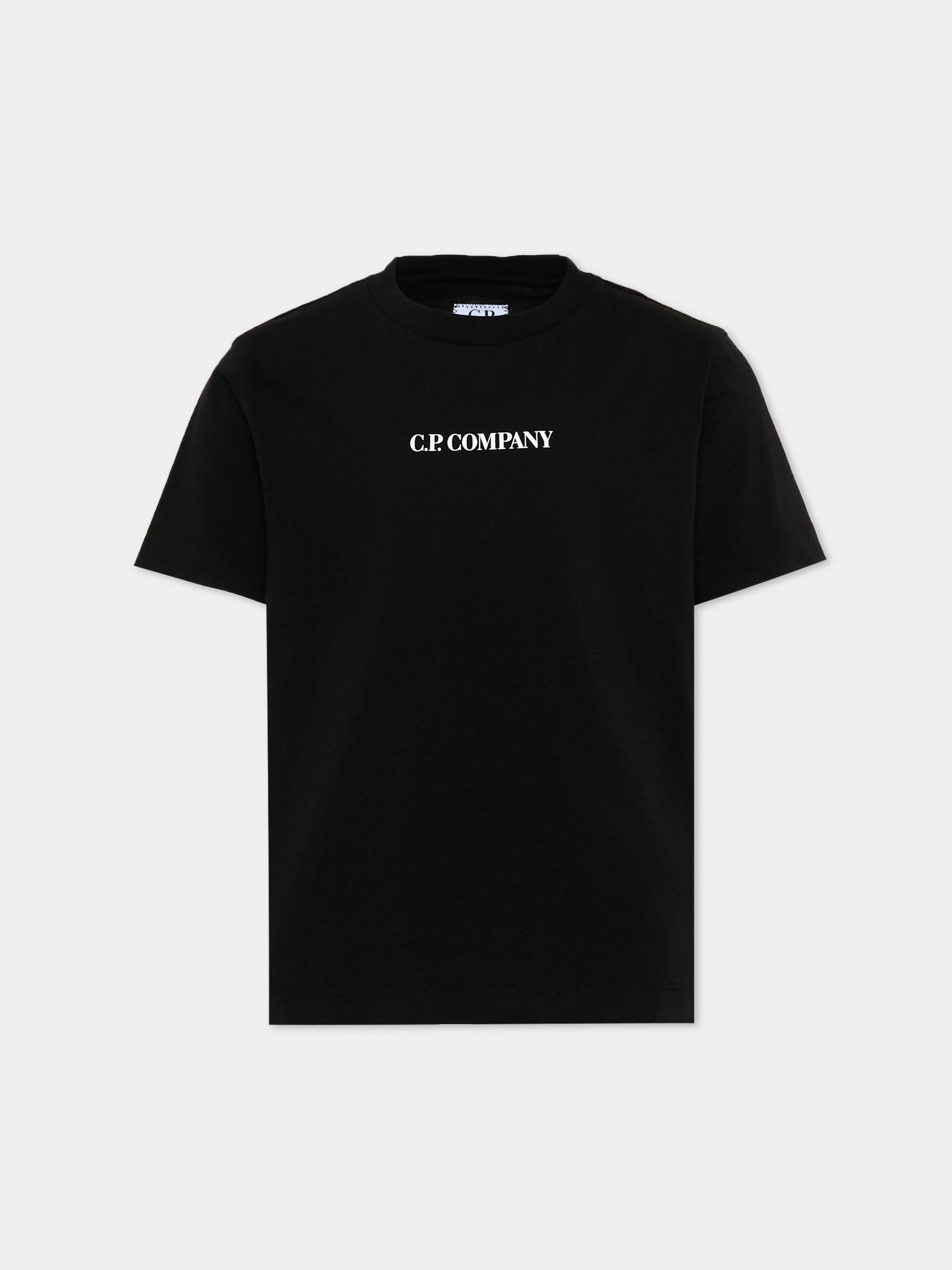 T-Shirt nera per bambino con logo,C. P. Company,CRM00L LAA17 60100